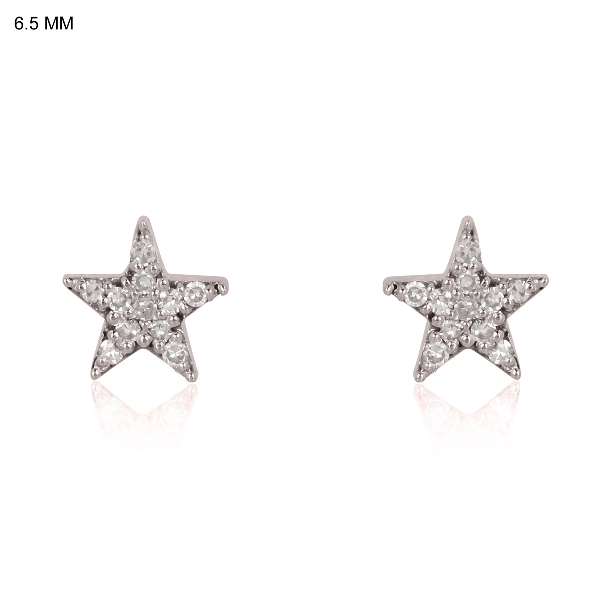 Sterling Silver Diamond Star Studs
