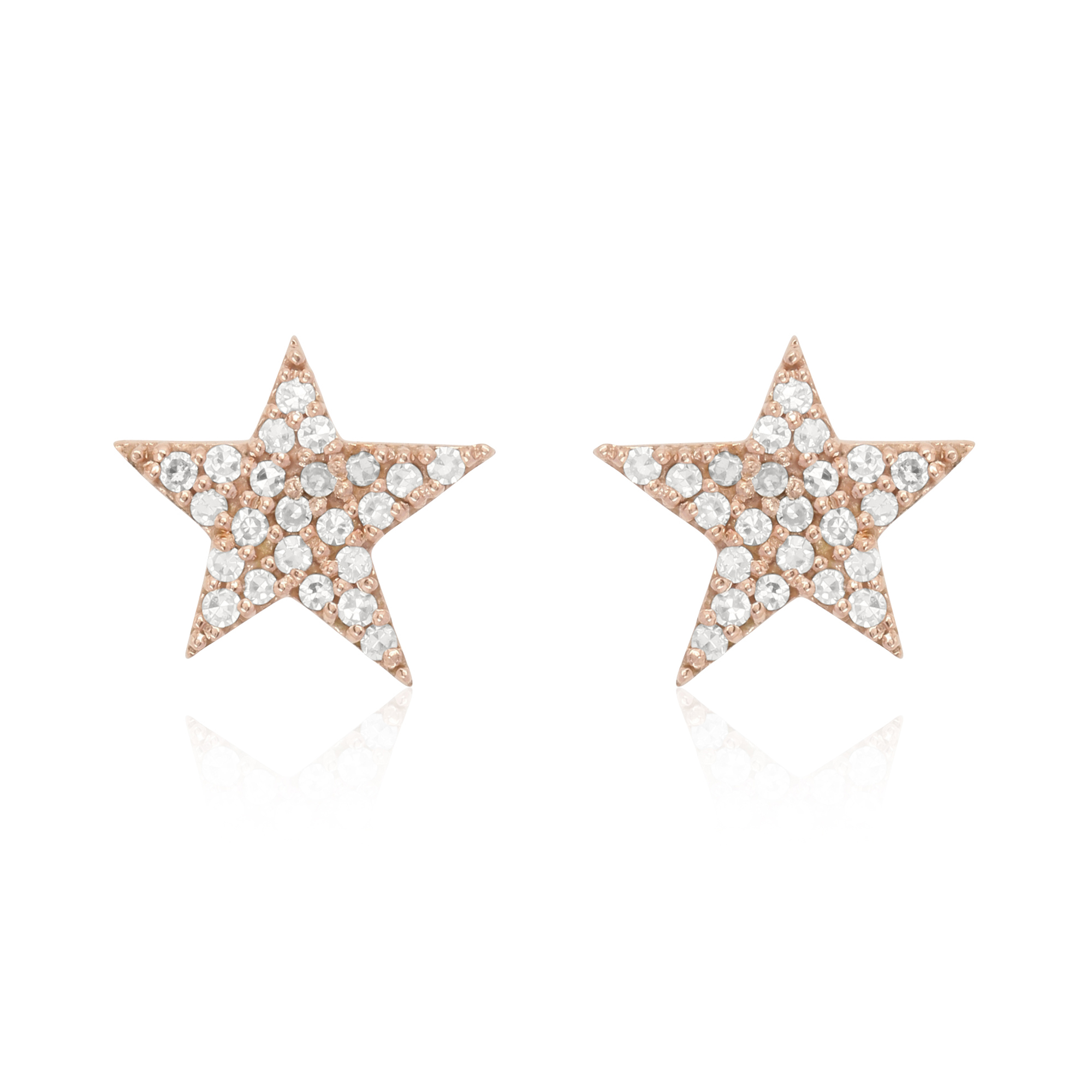 Rose Gold Pave Diamond Star Studs