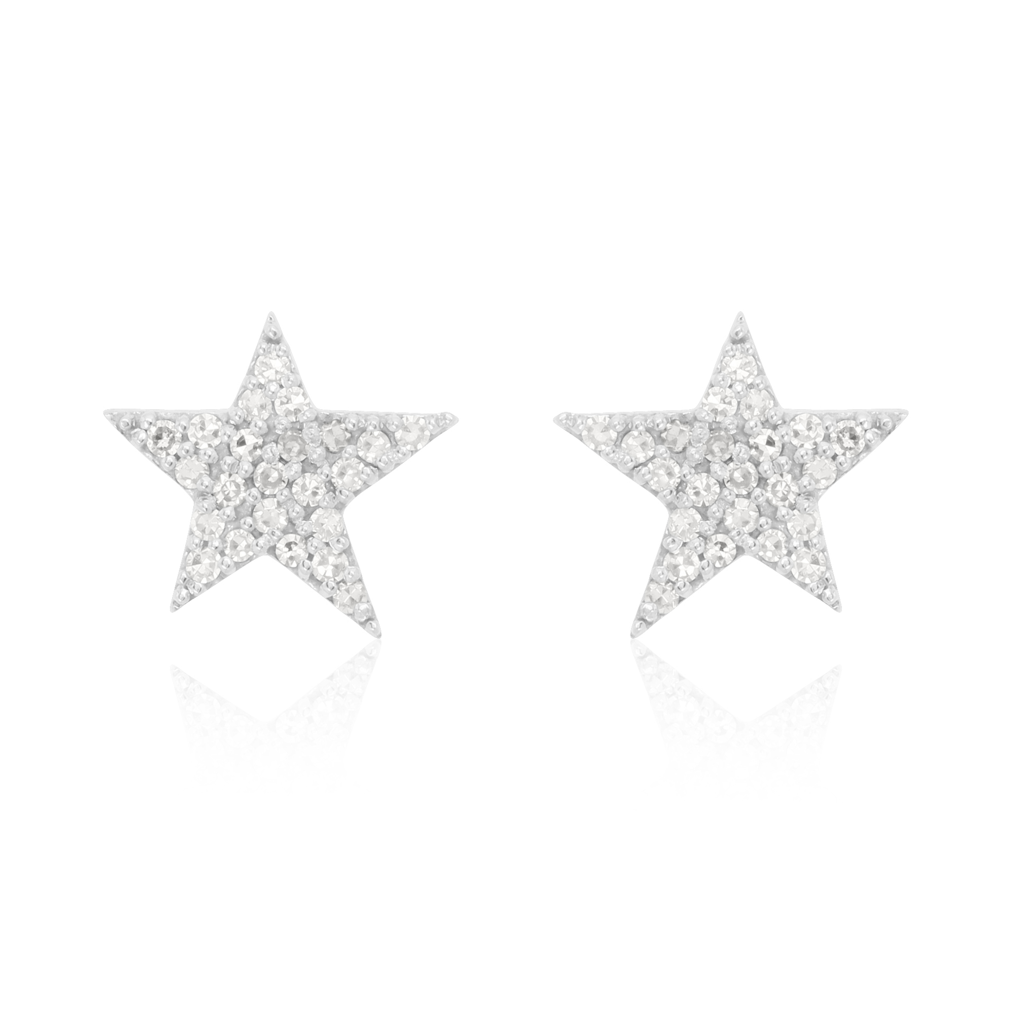 Sterling Silver Pave Diamond Star Studs