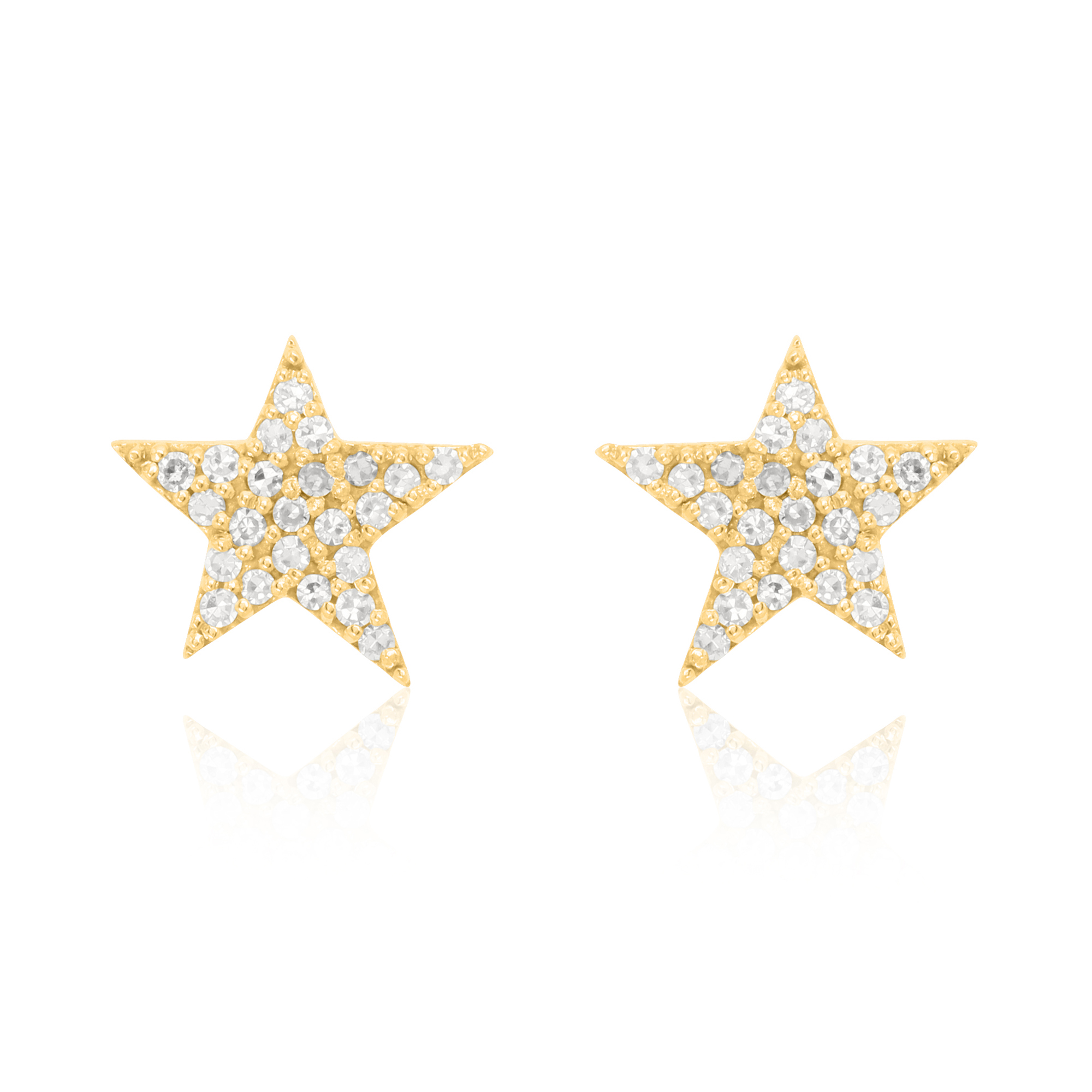 Yellow Gold Pave Diamond Star Studs