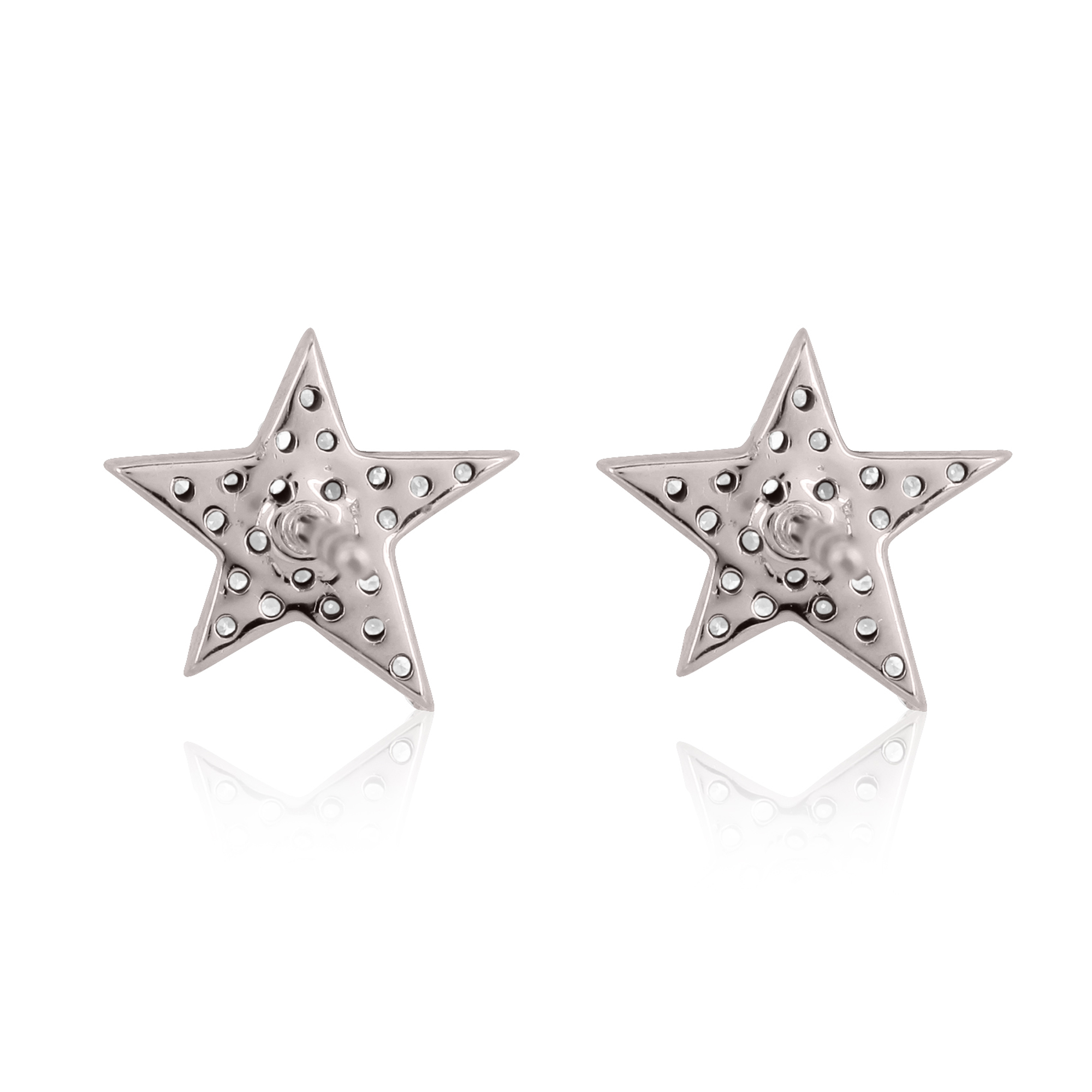 Sterling Silver Pave Diamond Star Studs