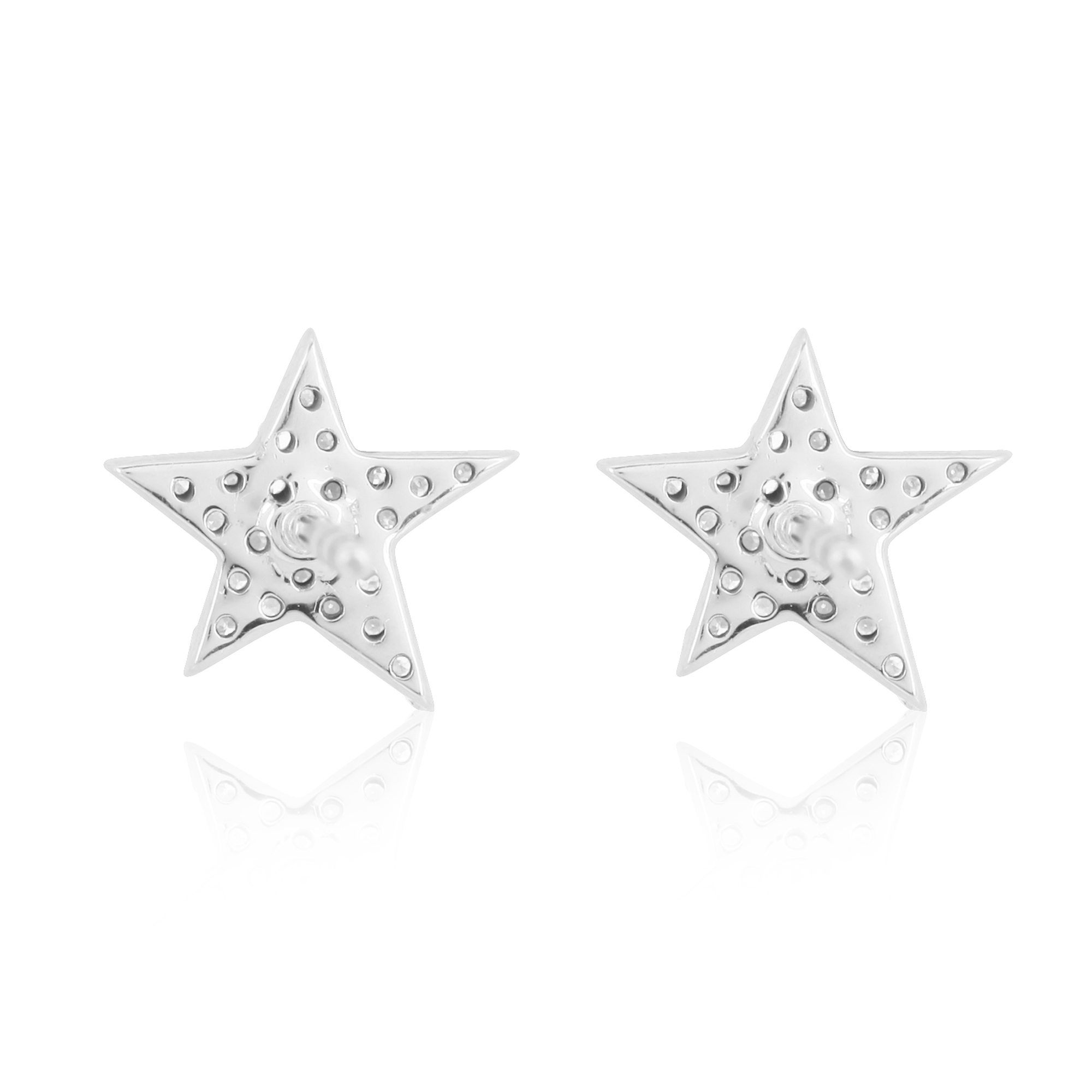 Sterling Silver Pave Diamond Star Studs
