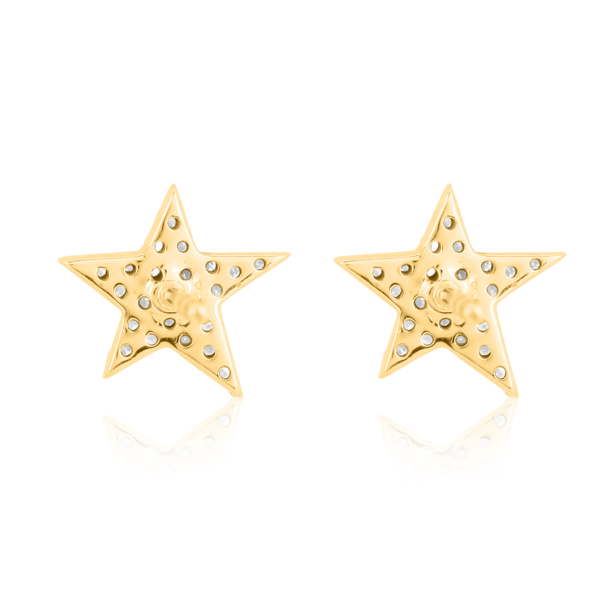 Yellow Gold Pave Diamond Star Studs