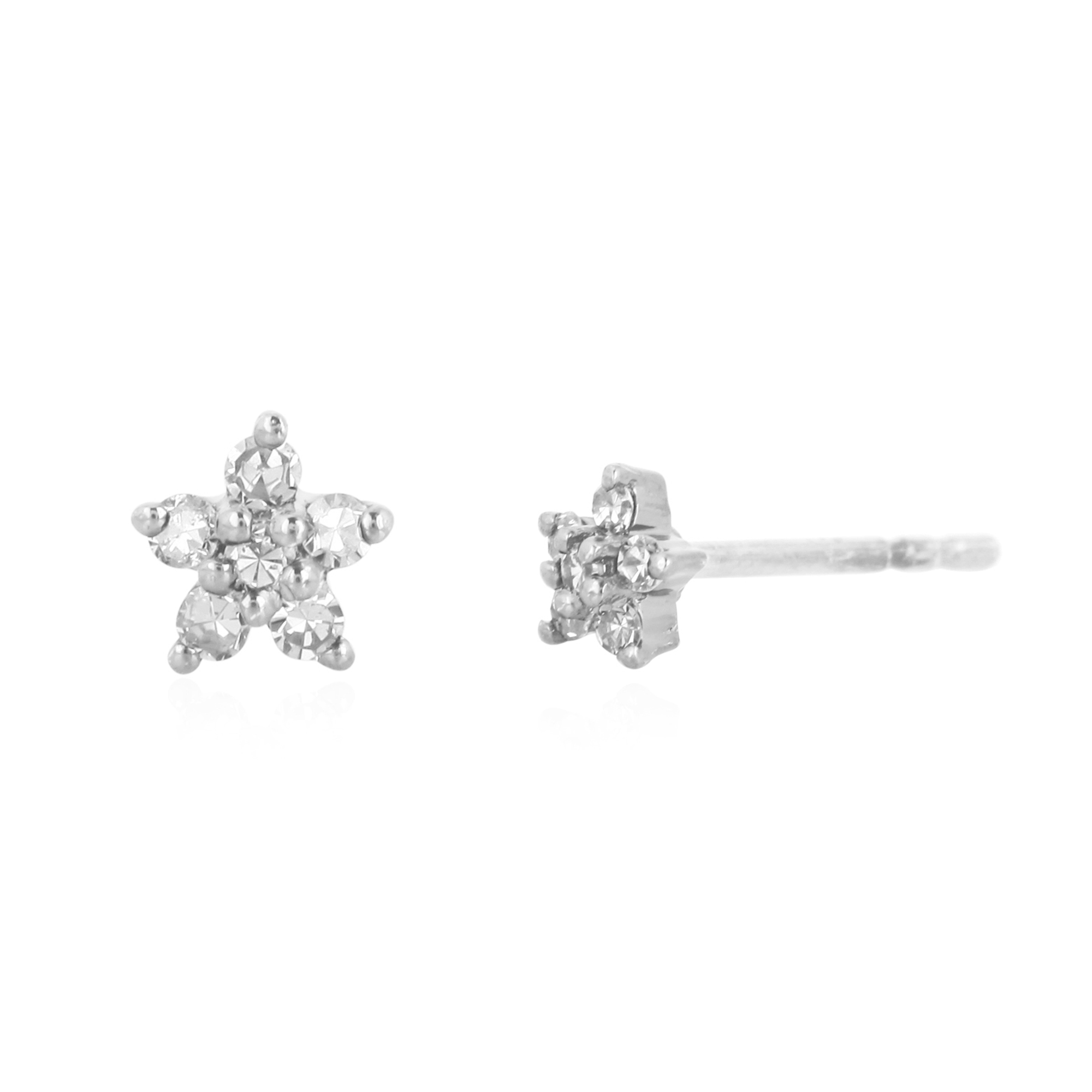 Sterling Silver Diamond Minimalistic Flower Formation Studs