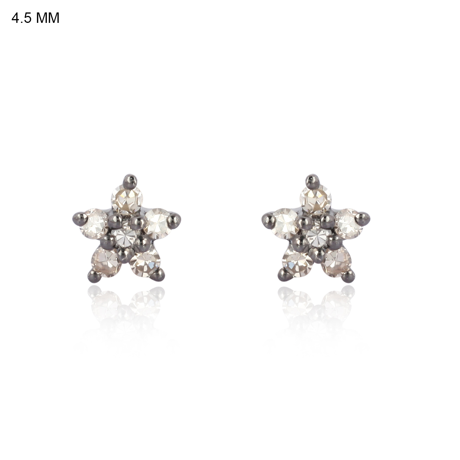 Sterling Silver Diamond Minimalistic Flower Formation Studs