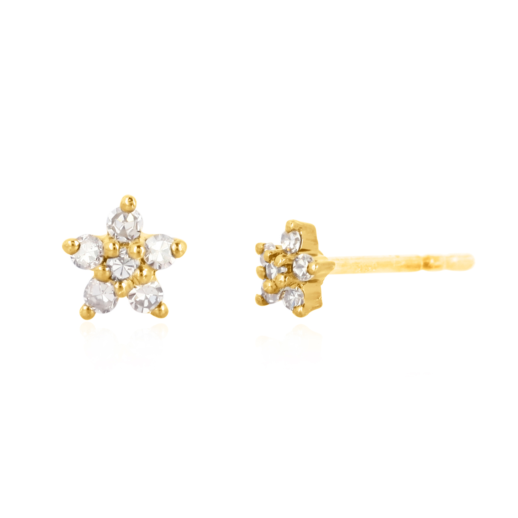 Sterling Silver Diamond Minimalistic Flower Formation Studs