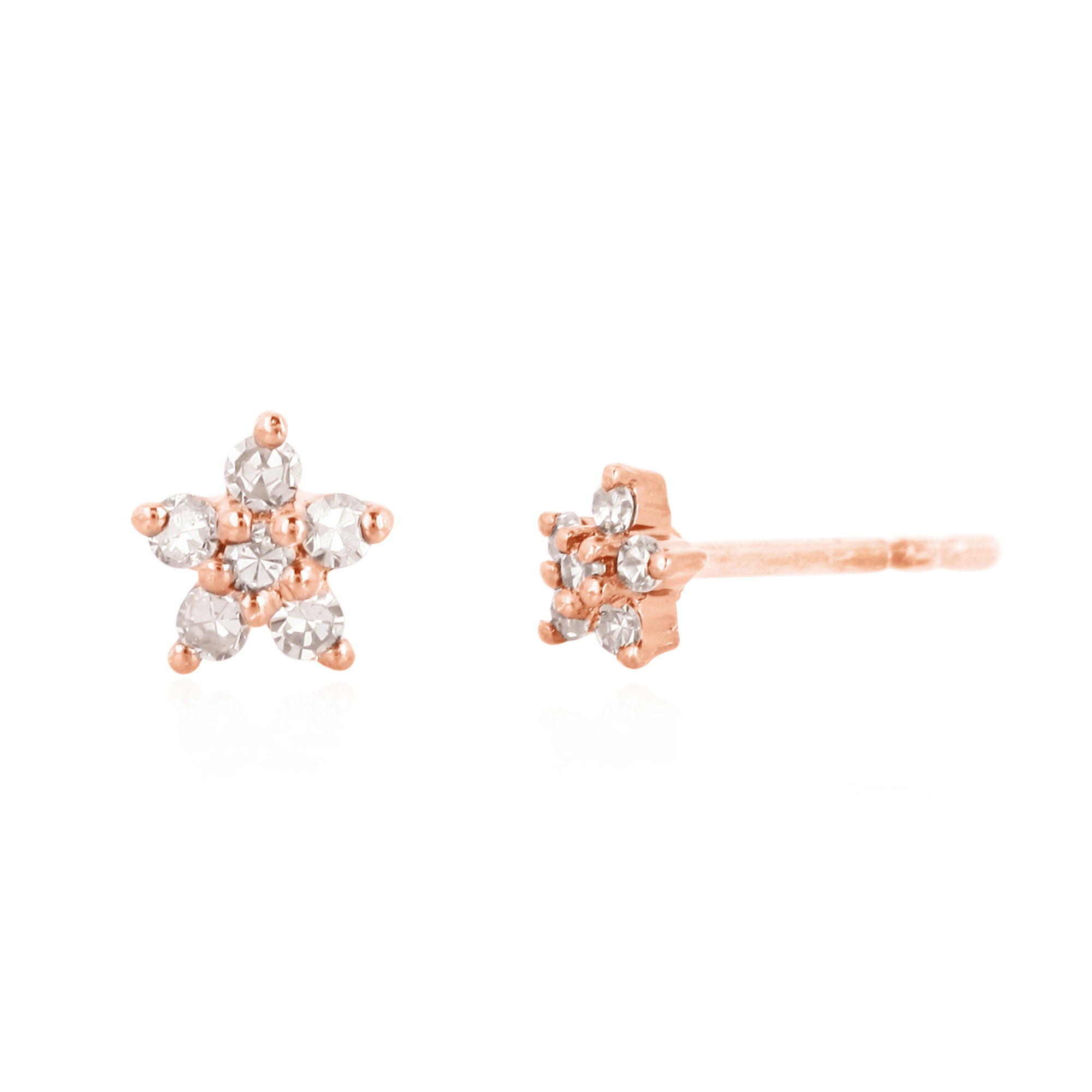 Sterling Silver Diamond Minimalistic Flower Formation Studs