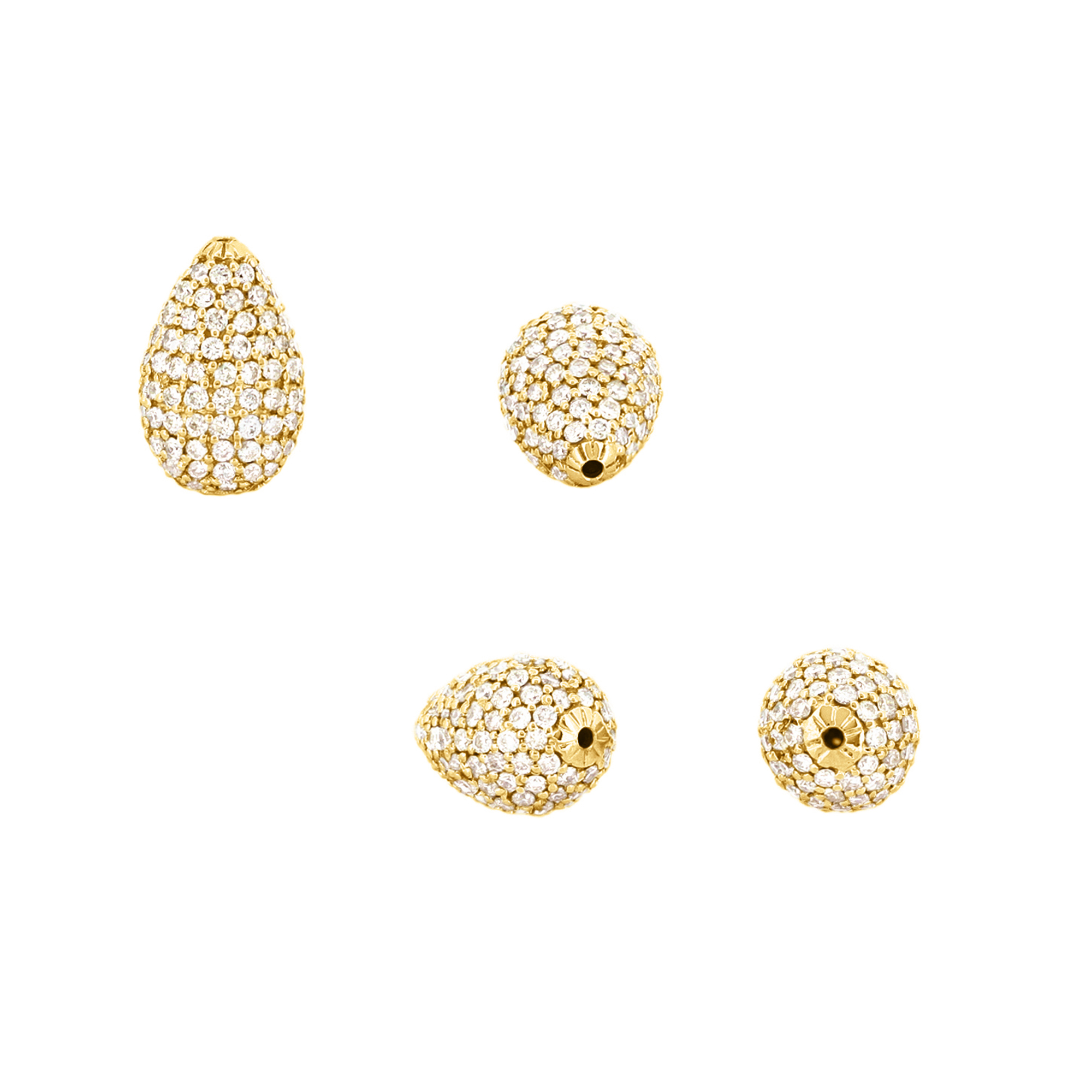 Yellow Gold 13 x 8 mm Pave Diamond Drops