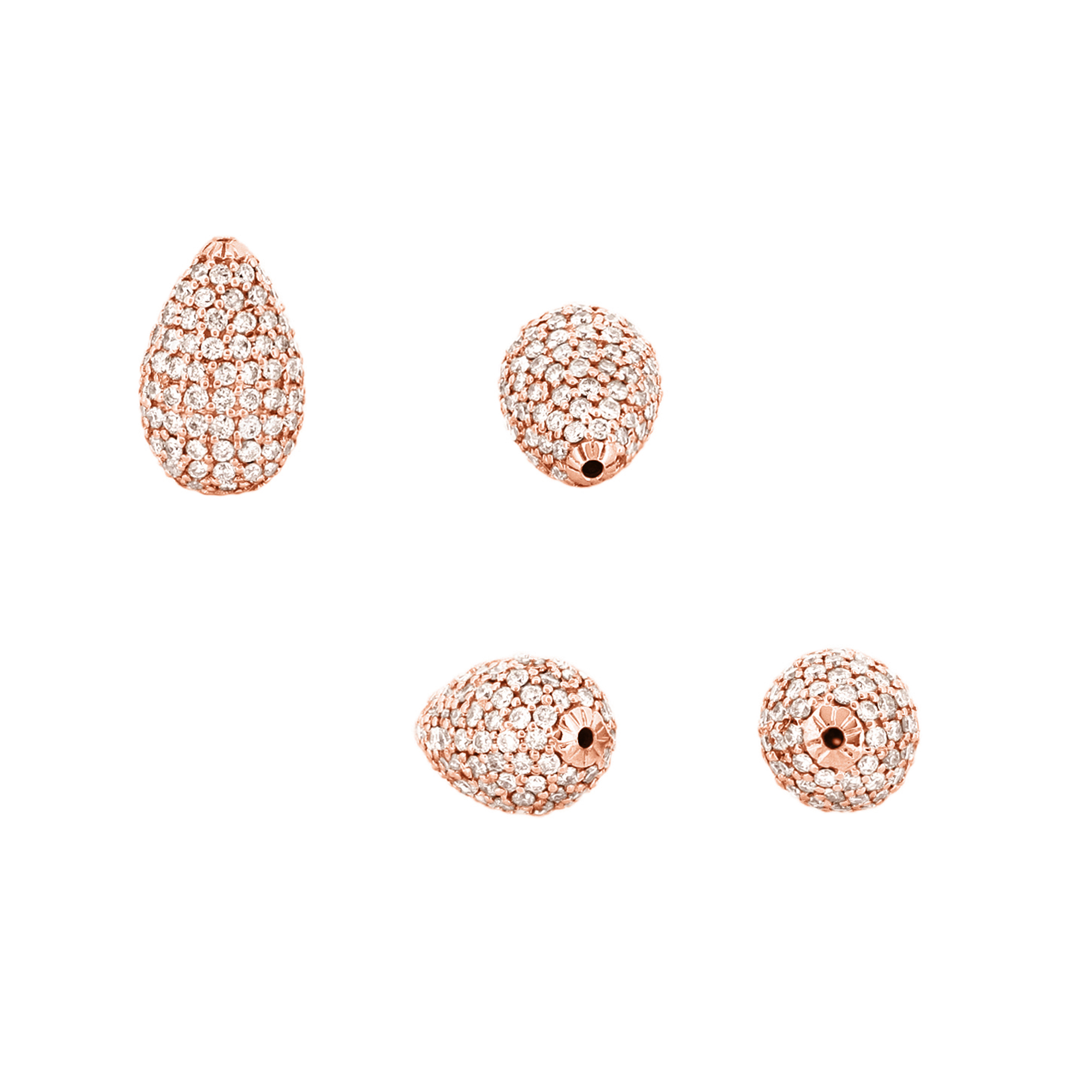 Rose Gold 13 x 8 mm Pave Diamond Drops