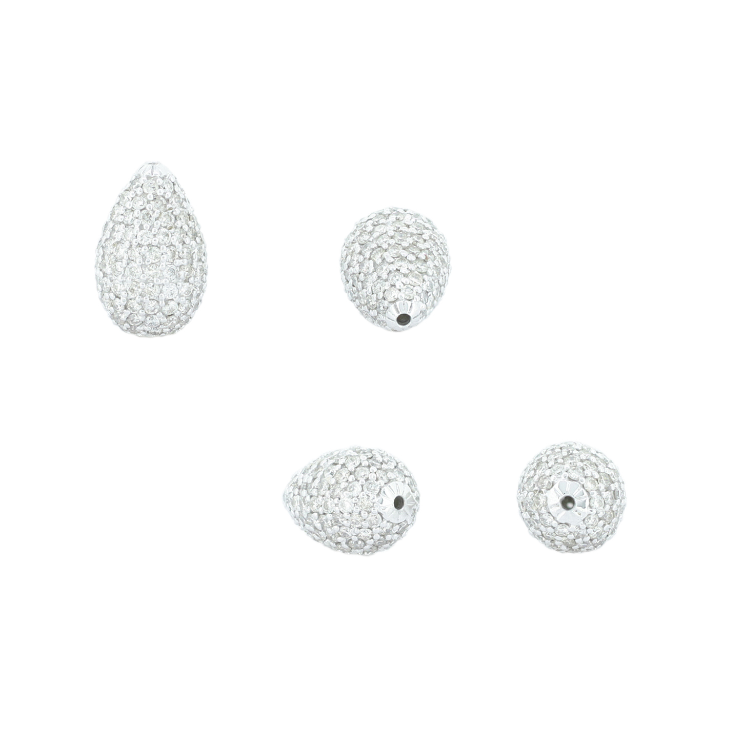 White Gold 13 x 8 mm Pave Diamond Drops