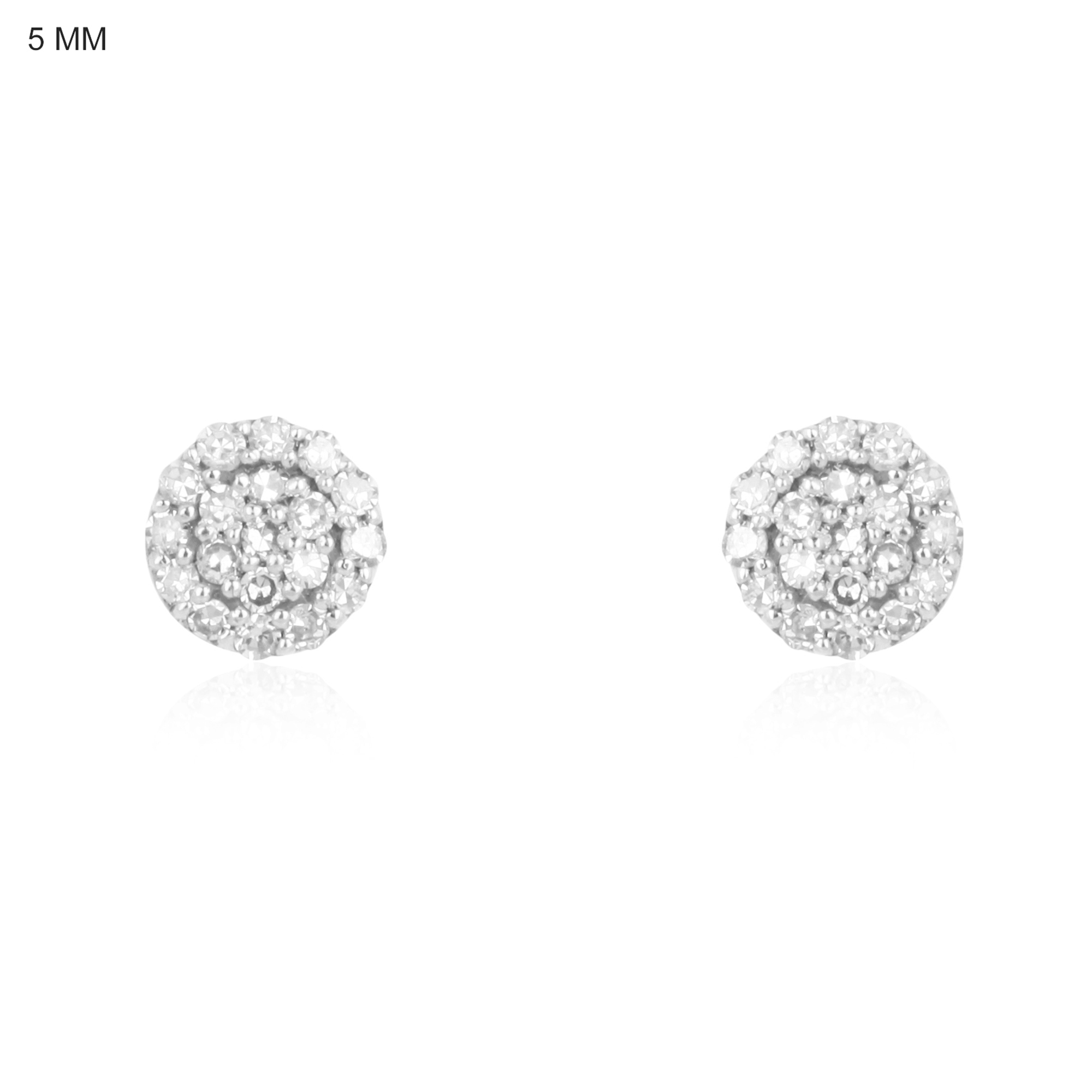 Sterling Silver Round Pave Diamond Studs