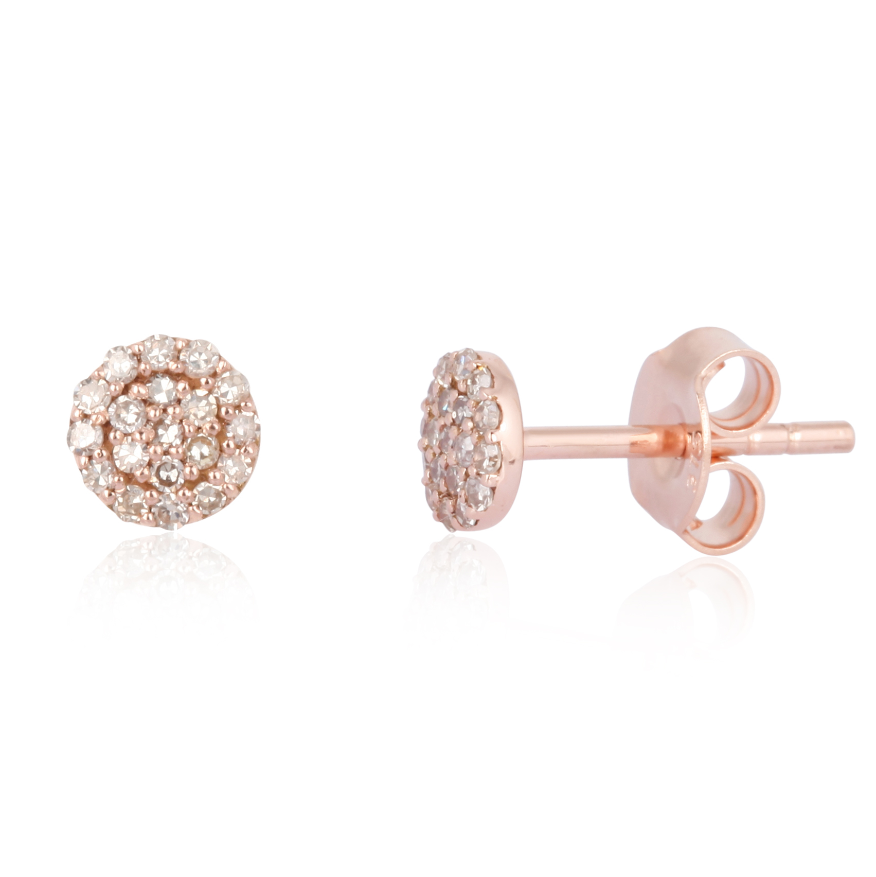 Sterling Silver Round Pave Diamond Studs