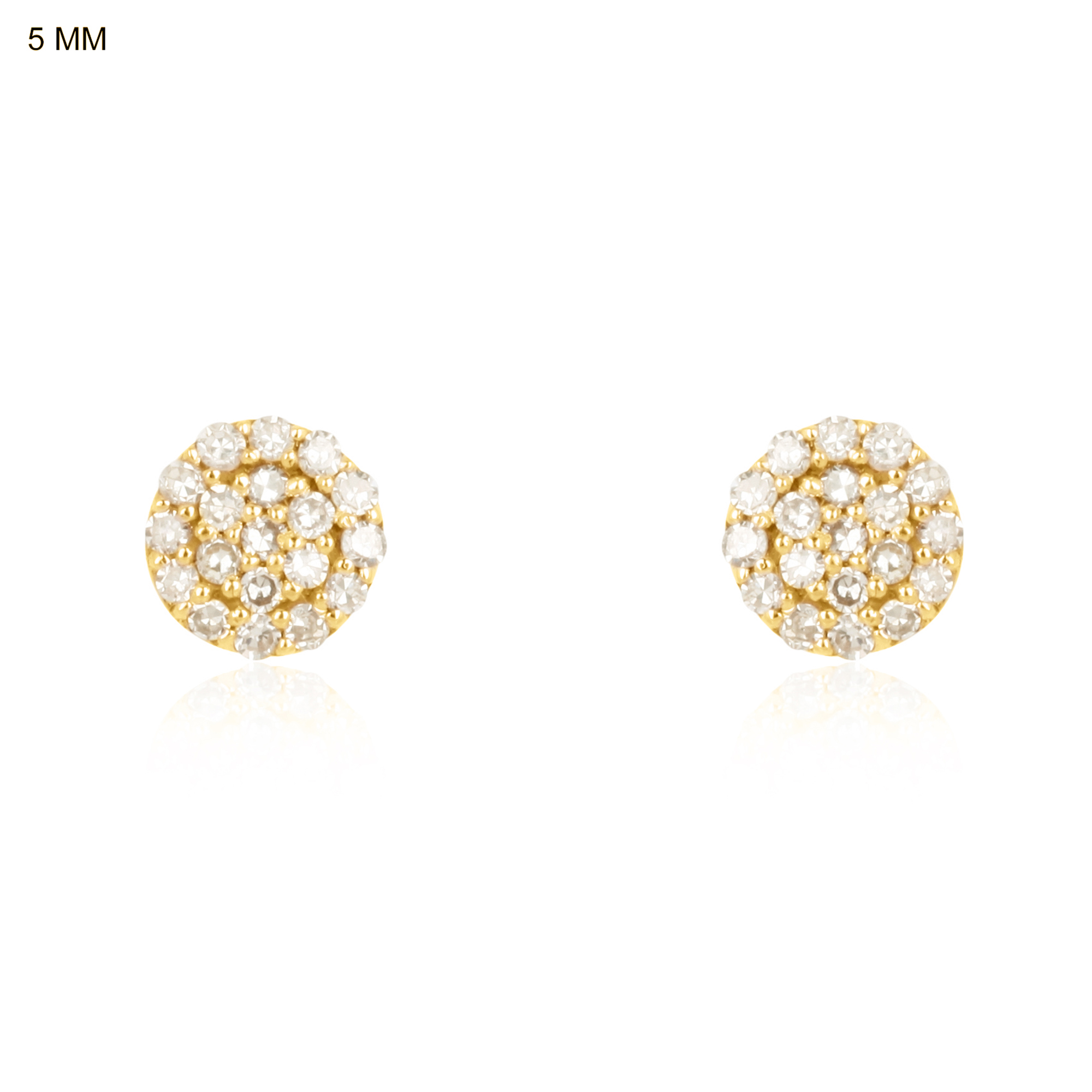 Yellow Gold Round Pave Diamond Studs
