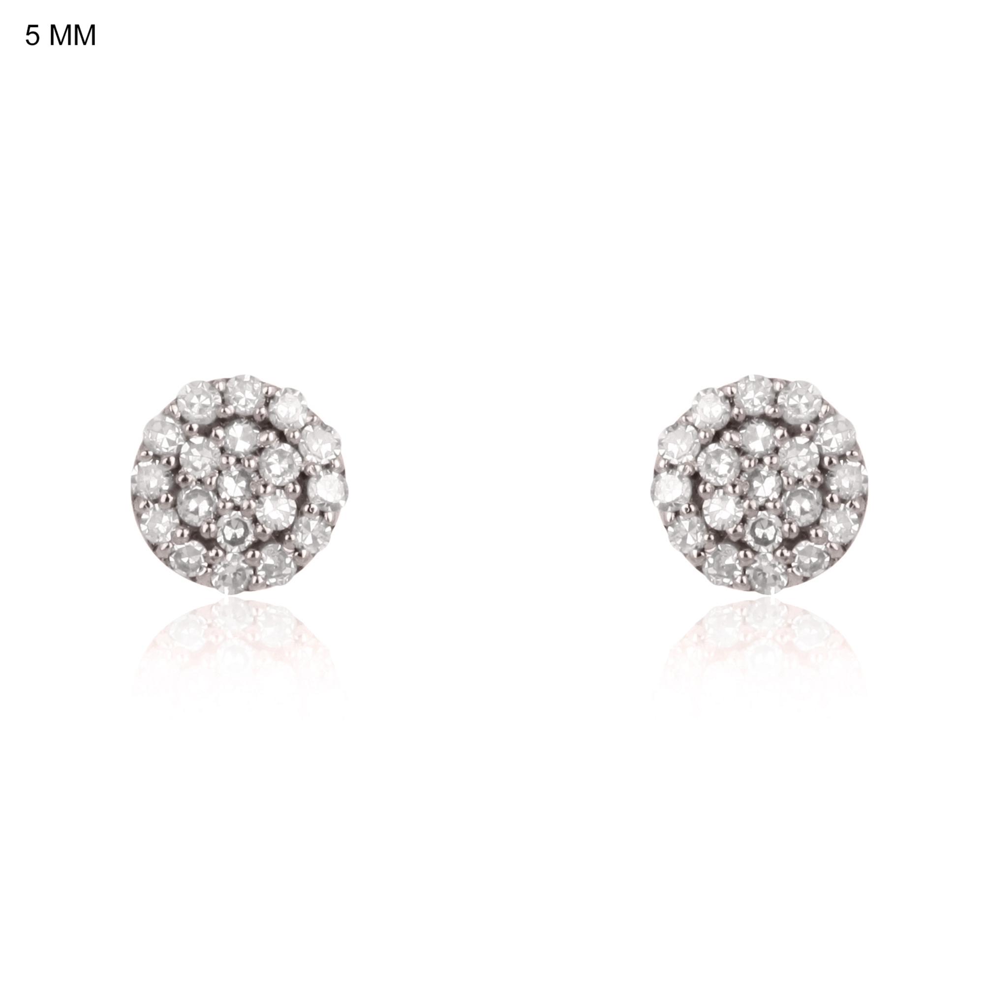 Sterling Silver Round Pave Diamond Studs