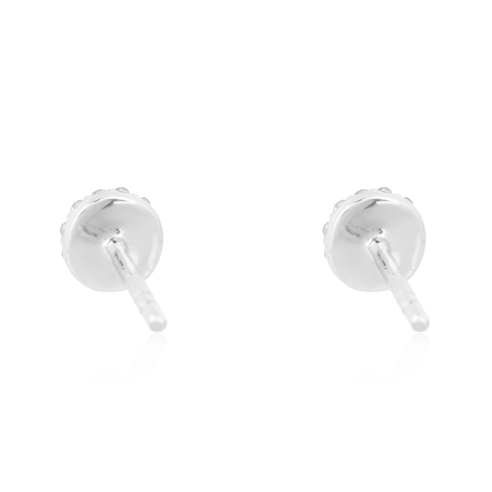 Sterling Silver Round Pave Diamond Studs