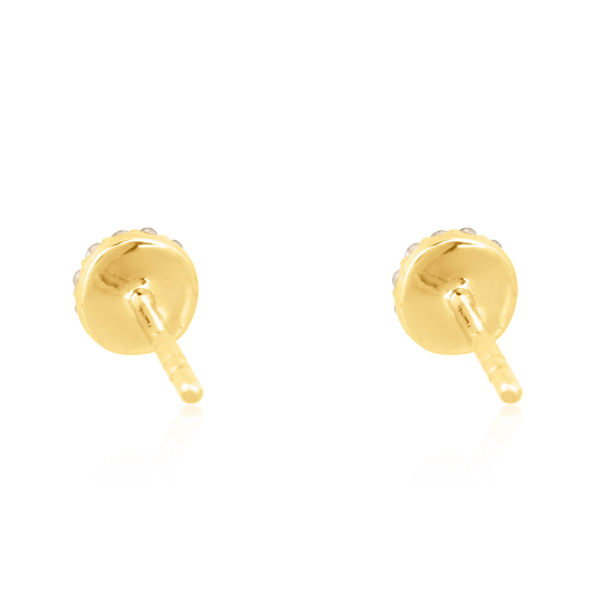 Yellow Gold Round Pave Diamond Studs