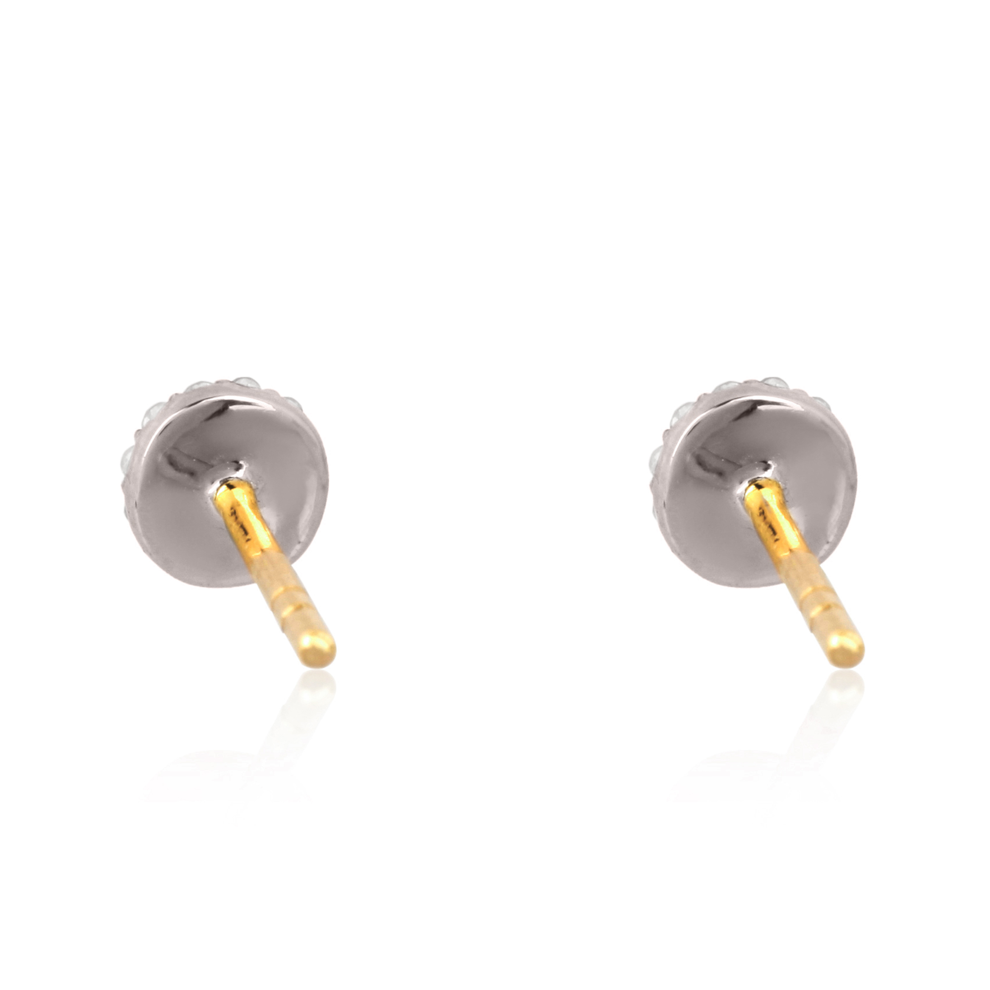 Sterling Silver Round Pave Diamond Studs