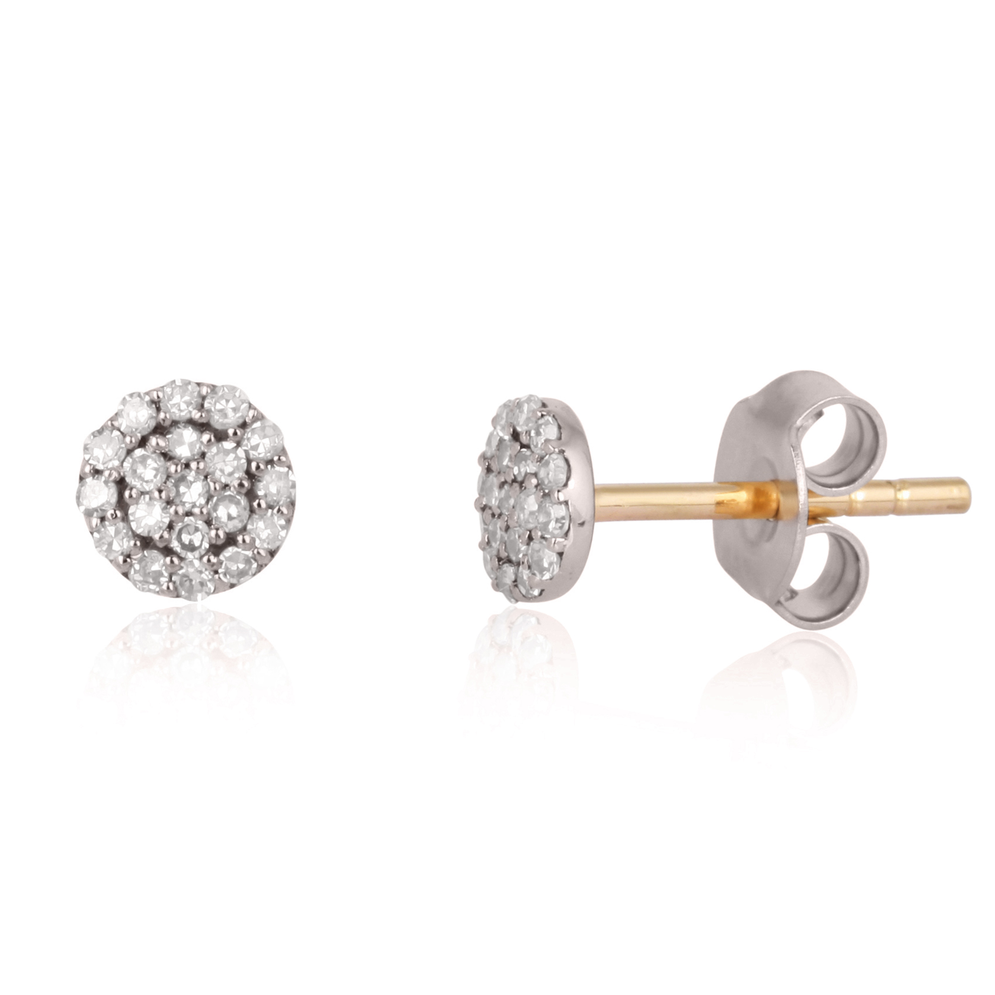 Sterling Silver Round Pave Diamond Studs