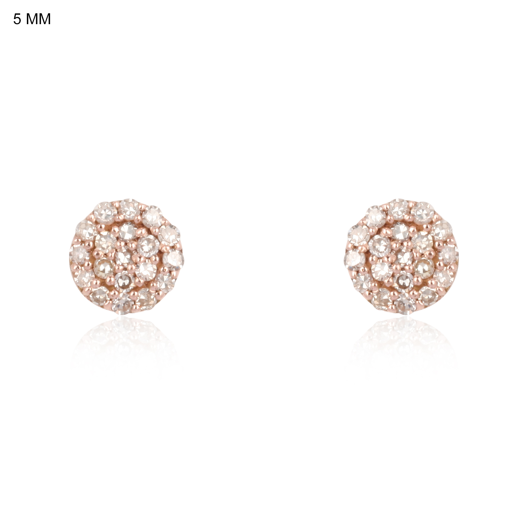 Sterling Silver Round Pave Diamond Studs