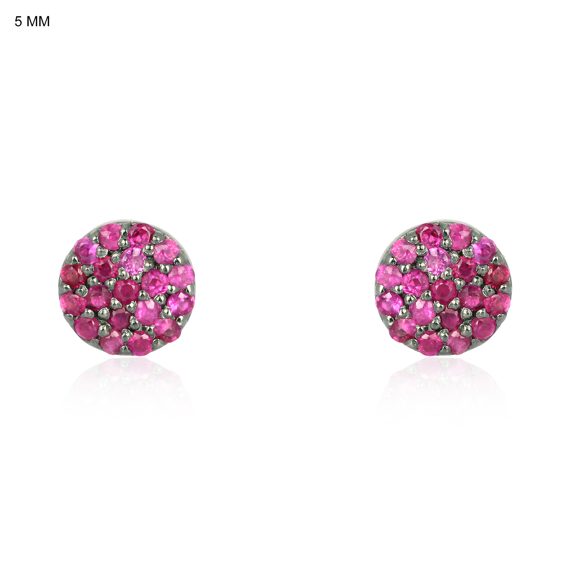 Sterling Silver Round Pave Ruby Studs