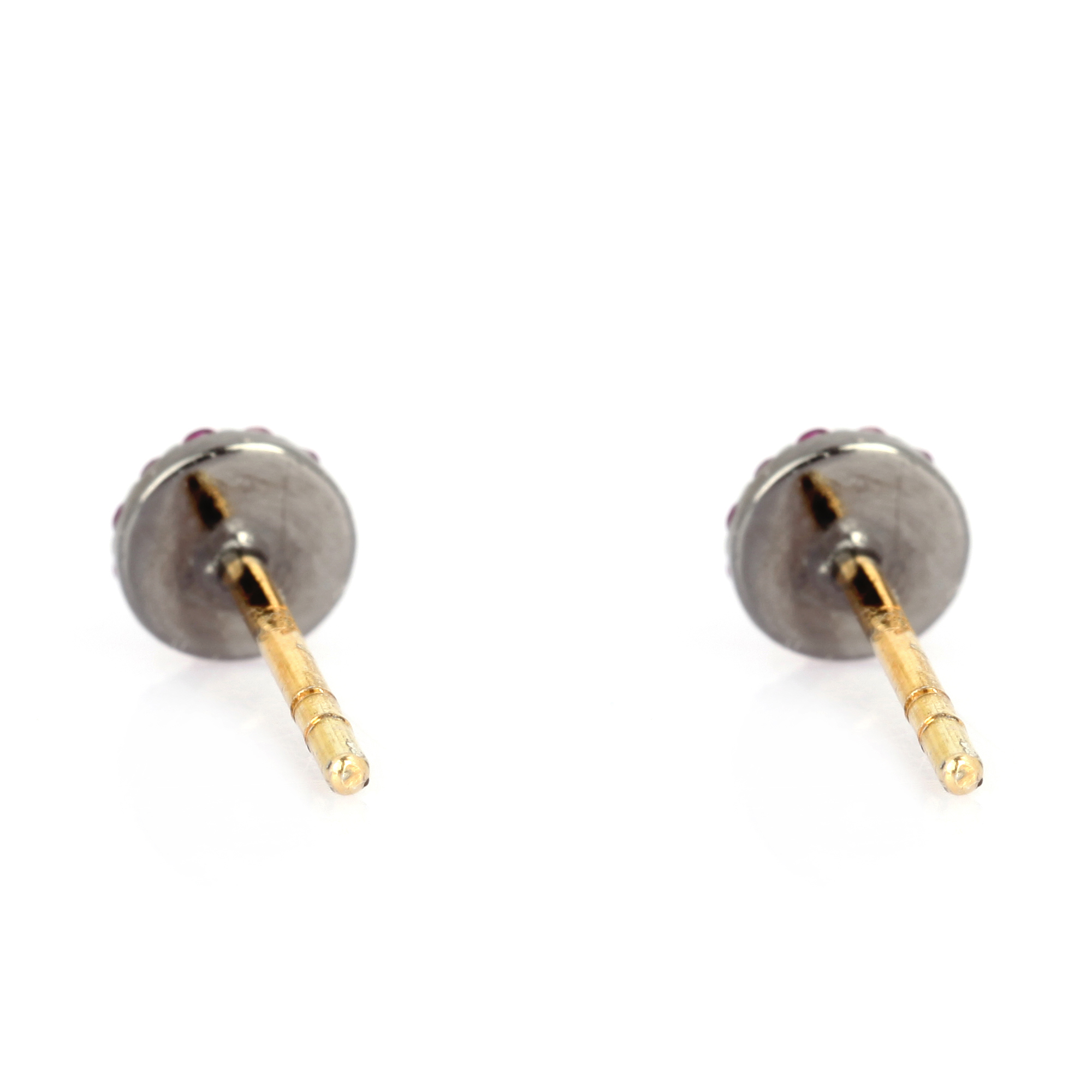 Sterling Silver Round Pave T-Savorite Studs