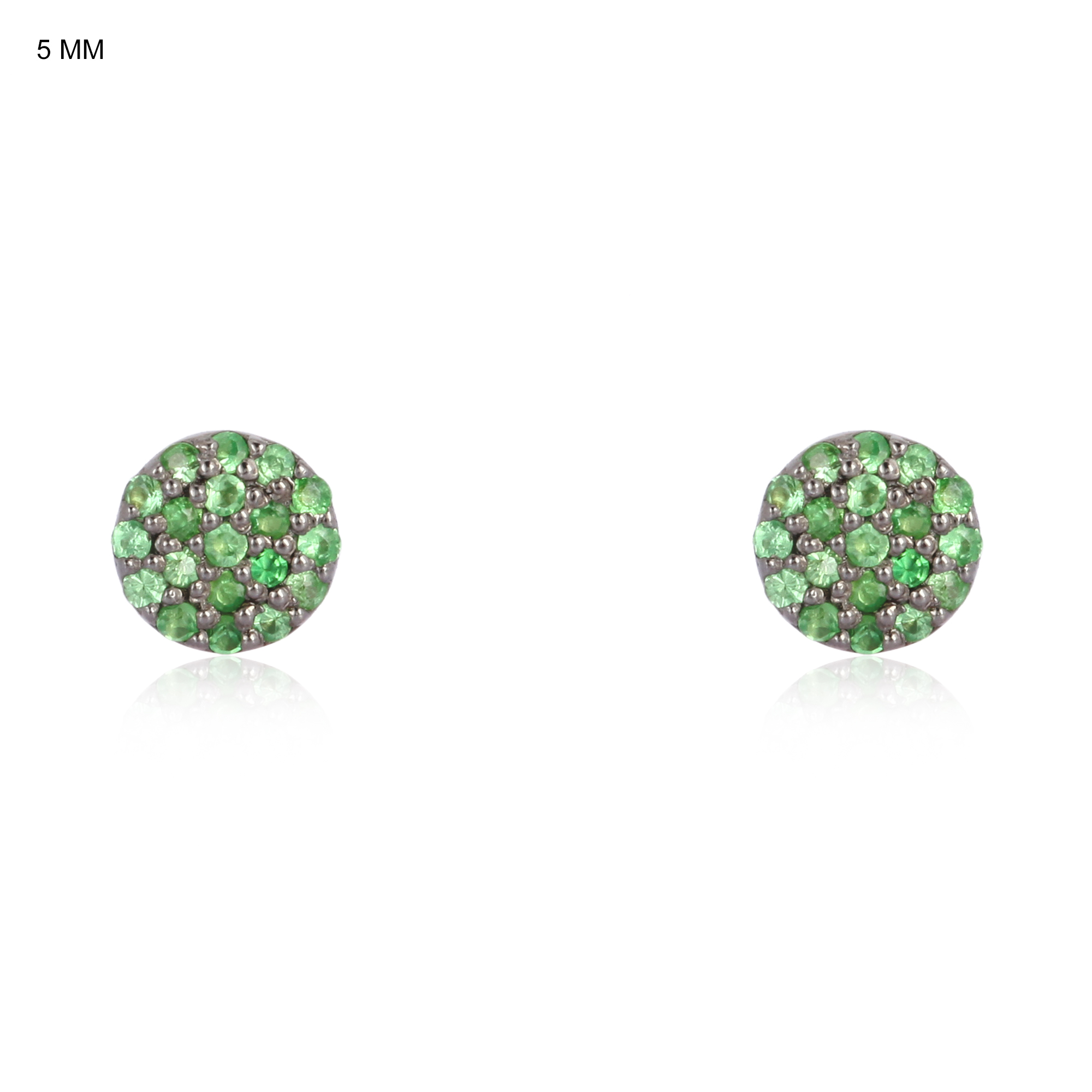 Sterling Silver Round Pave T-Savorite Studs