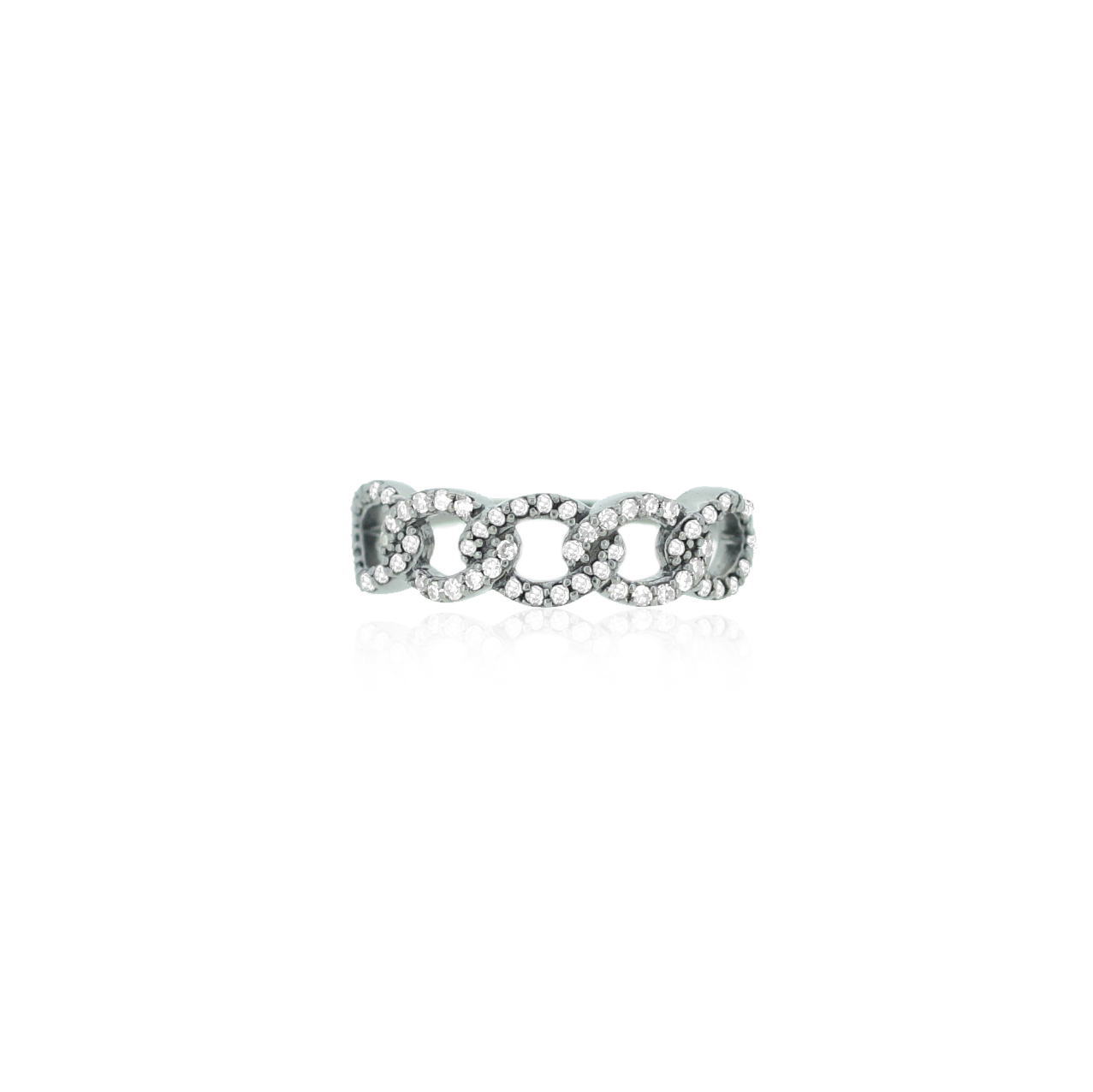 Sterling Silver Link Diamond Ring