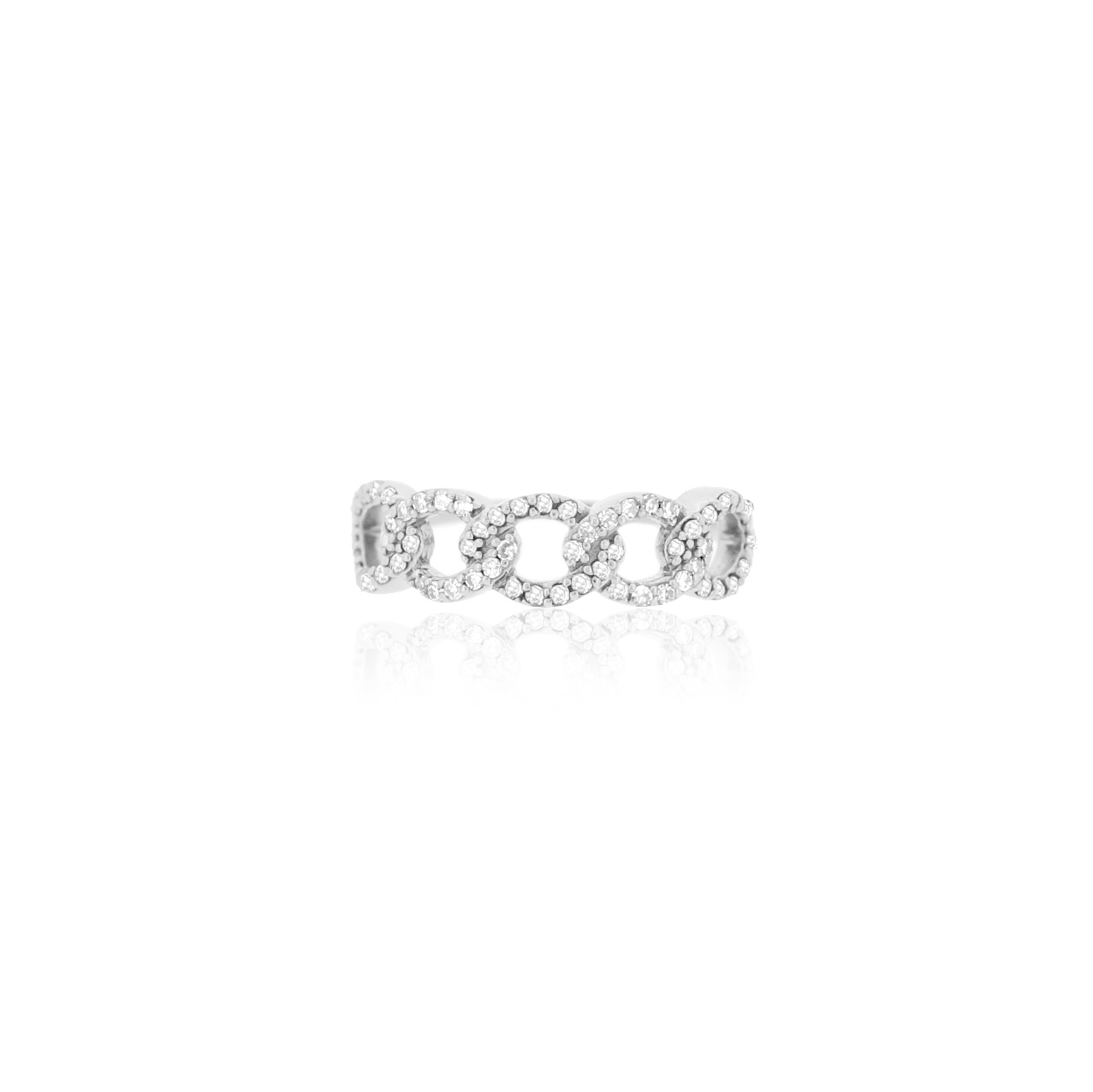Sterling Silver Link Diamond Ring