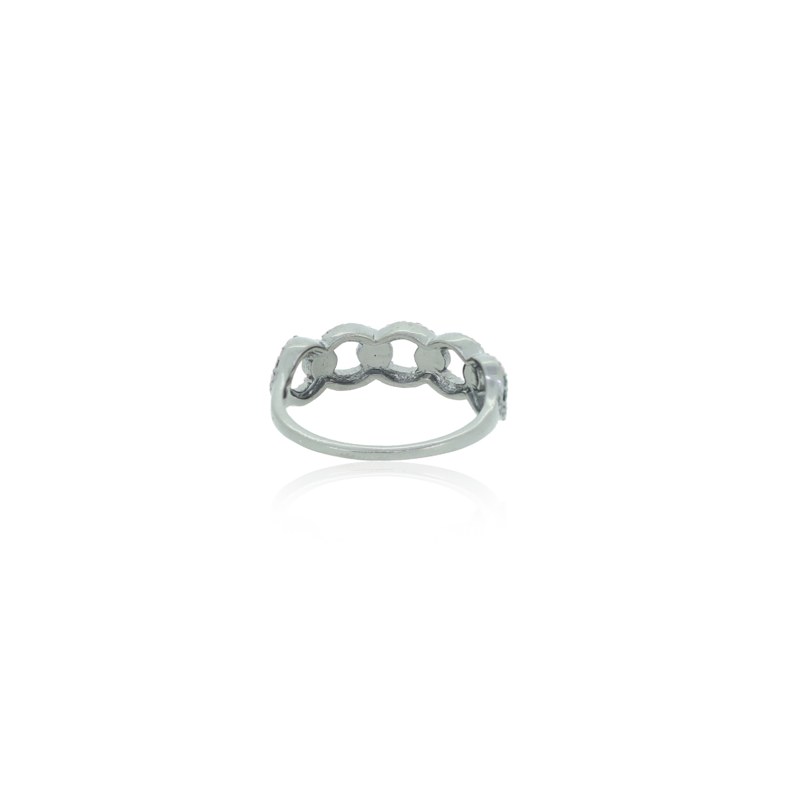 Sterling Silver Link Diamond Ring
