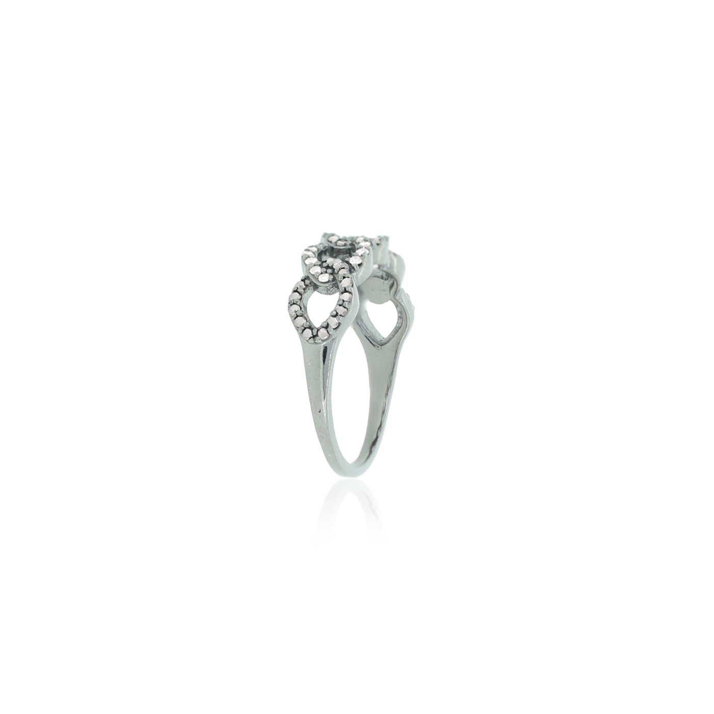 Sterling Silver Link Diamond Ring