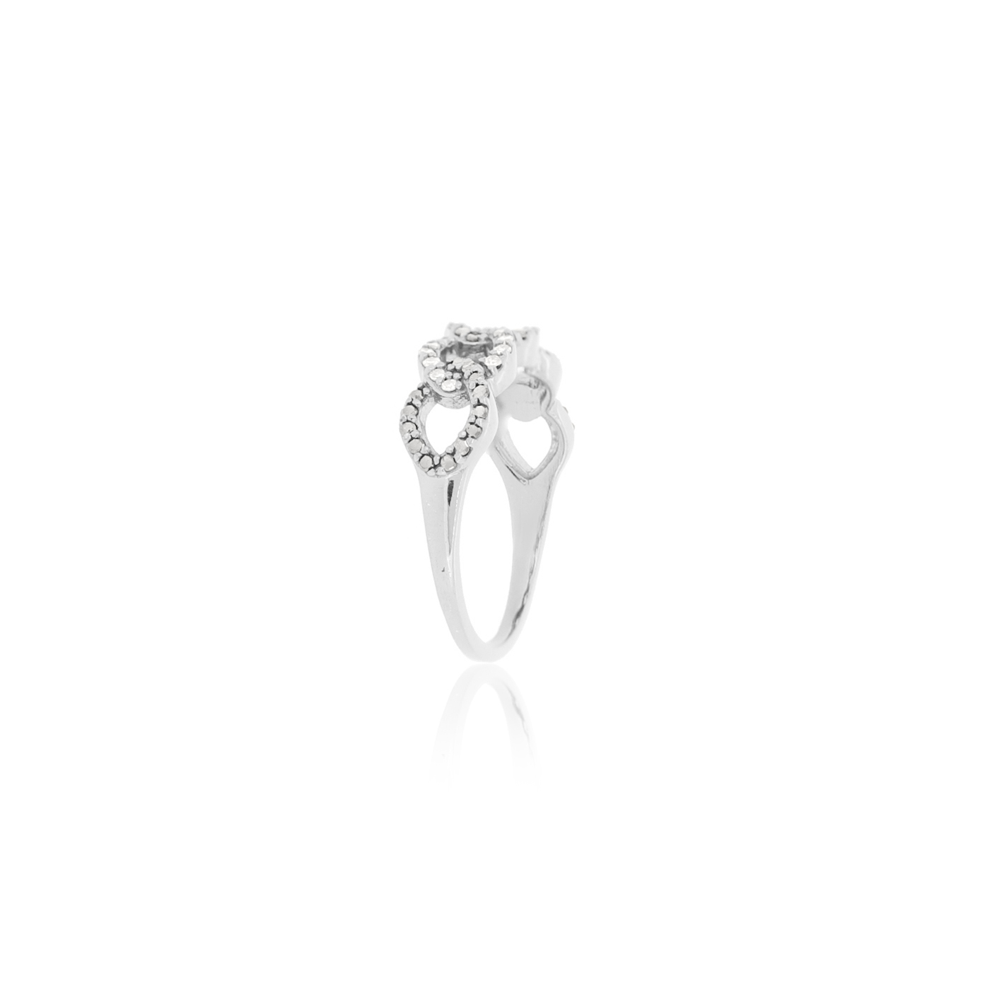 Sterling Silver Link Diamond Ring