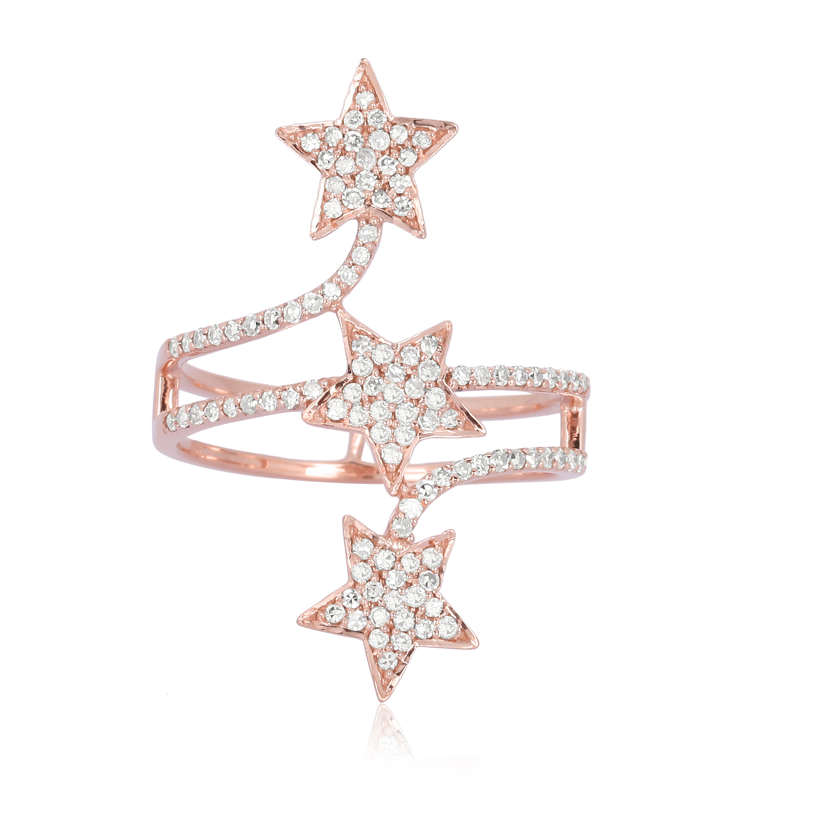 Sterling Silver Three Star Diamond Ring