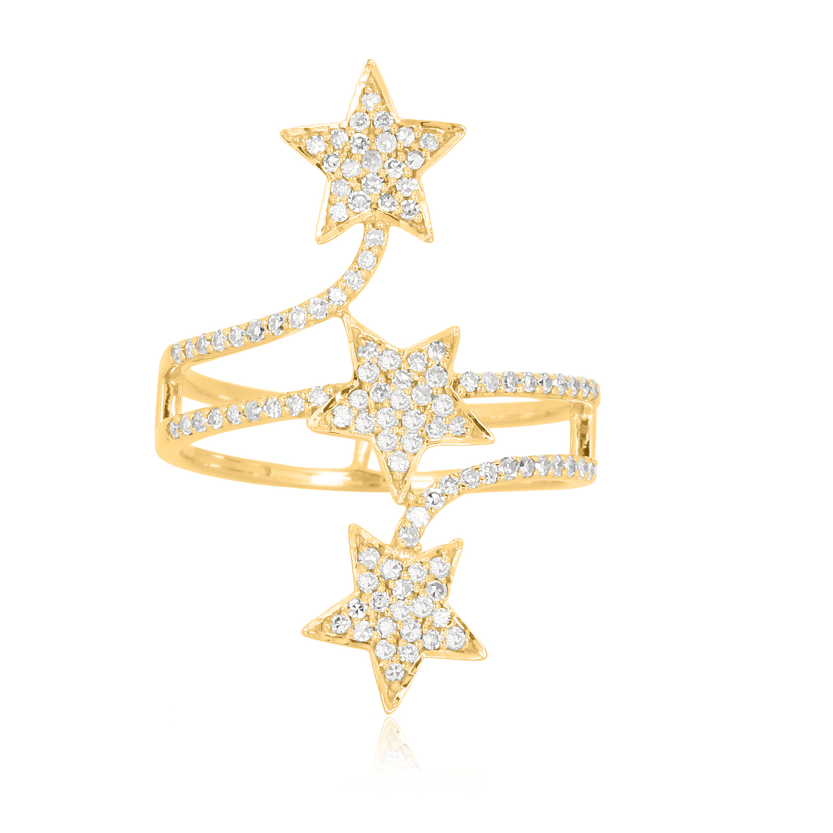 Yellow Gold Three Star Diamond Ring