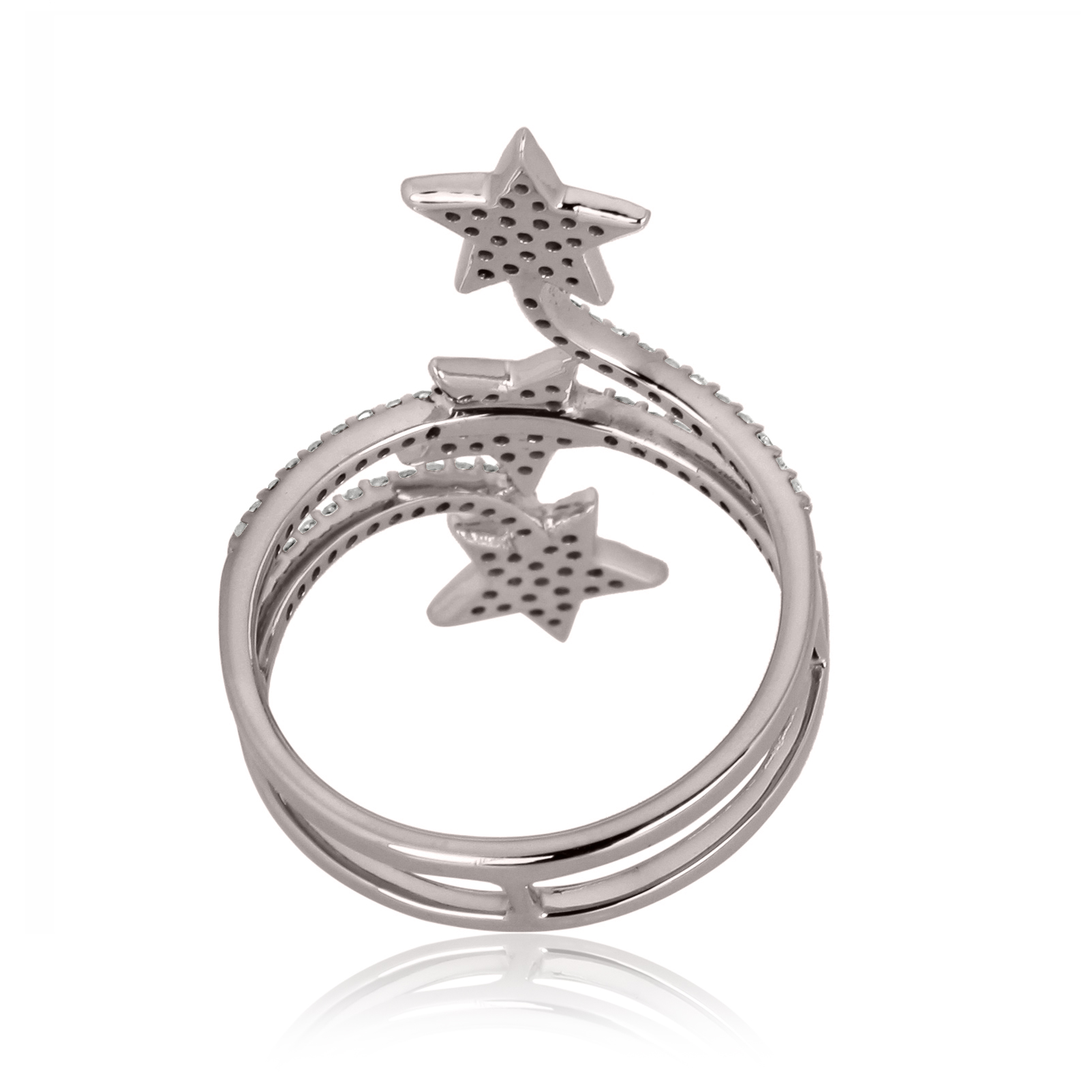 Sterling Silver Three Star Diamond Ring