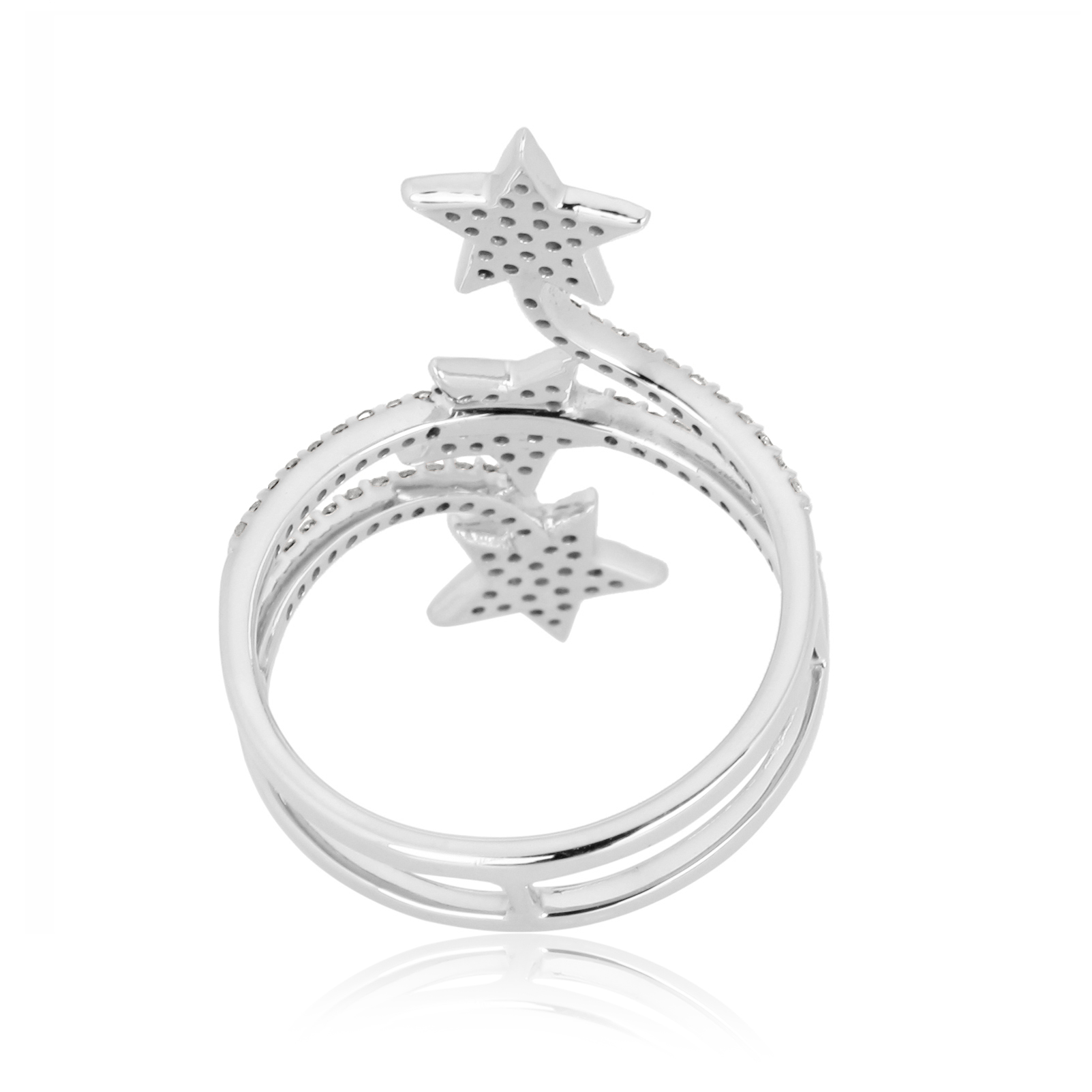 Sterling Silver Three Star Diamond Ring