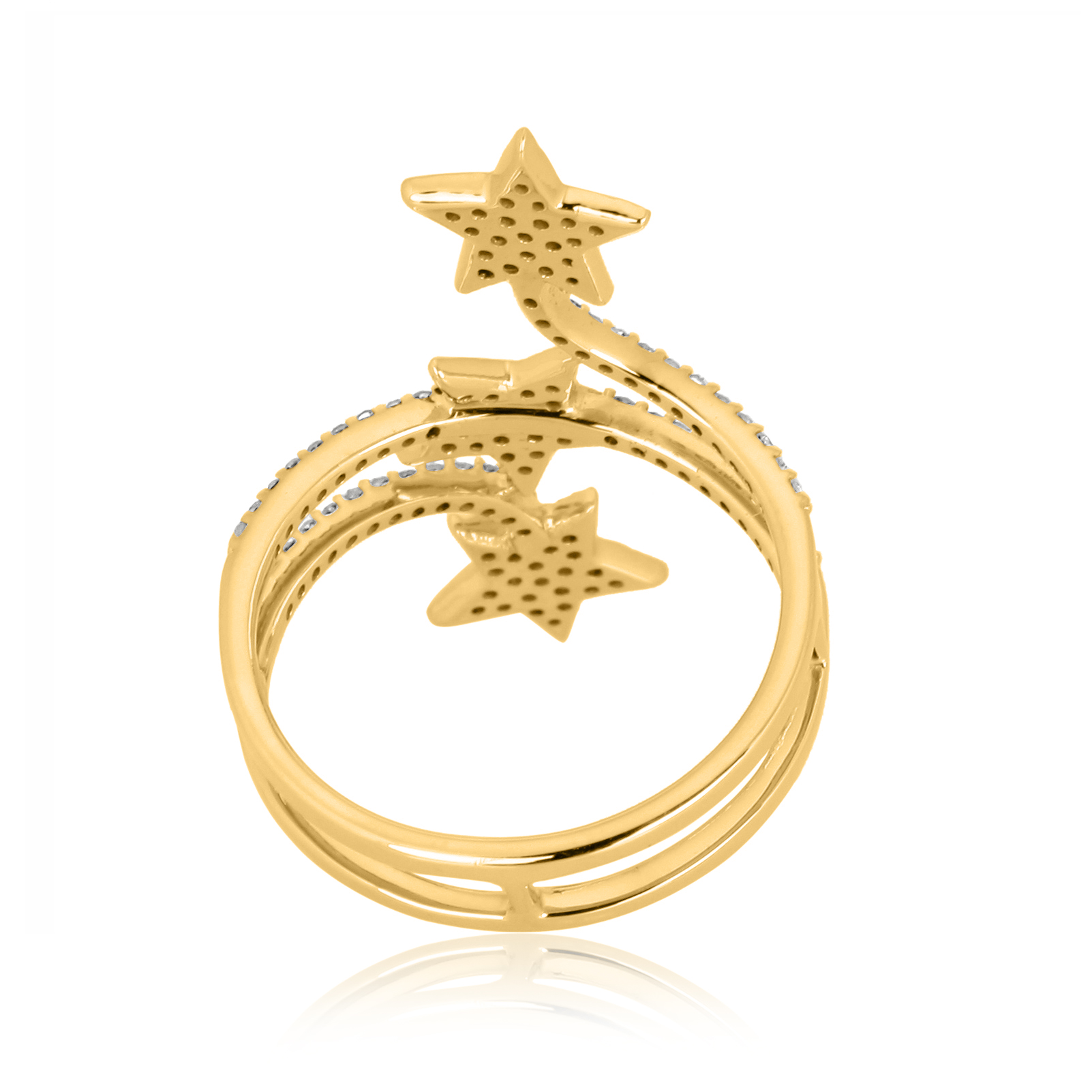 Yellow Gold Three Star Diamond Ring