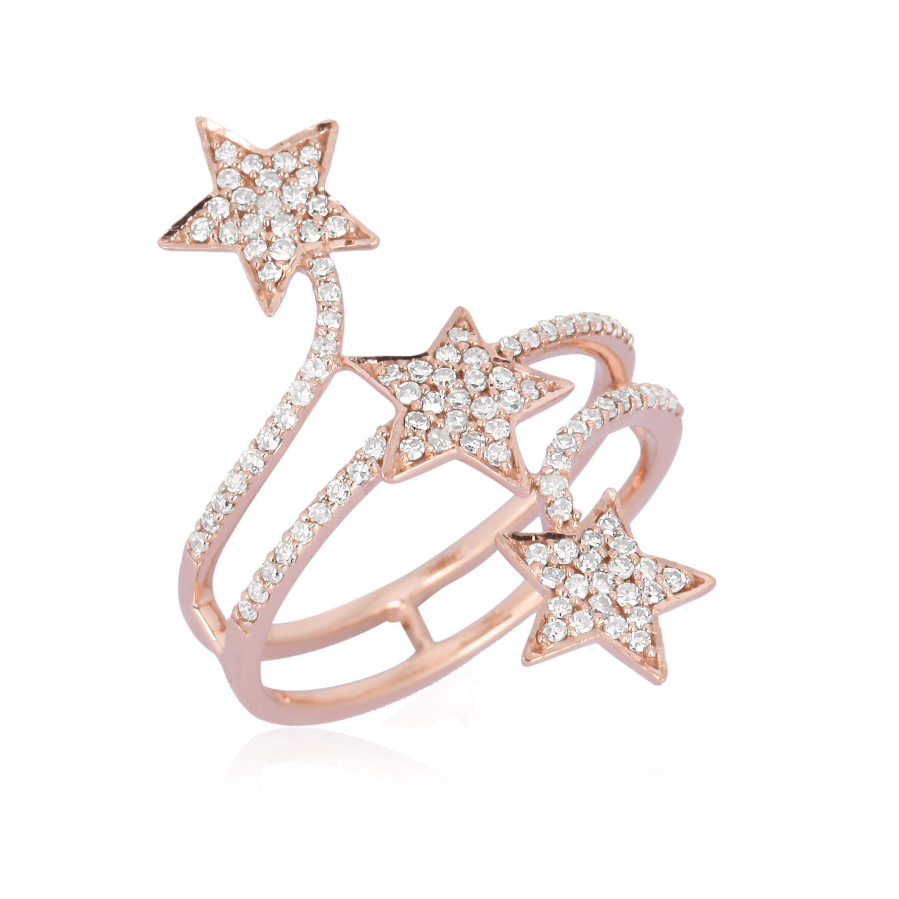 Rose Gold Three Star Diamond Ring