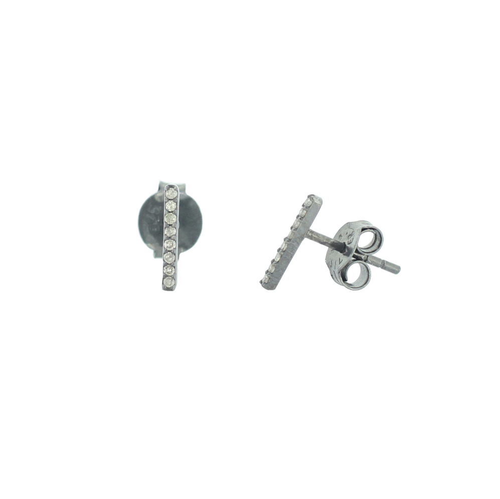 Sterling Silver Diamond Minimilistic Bar Studs