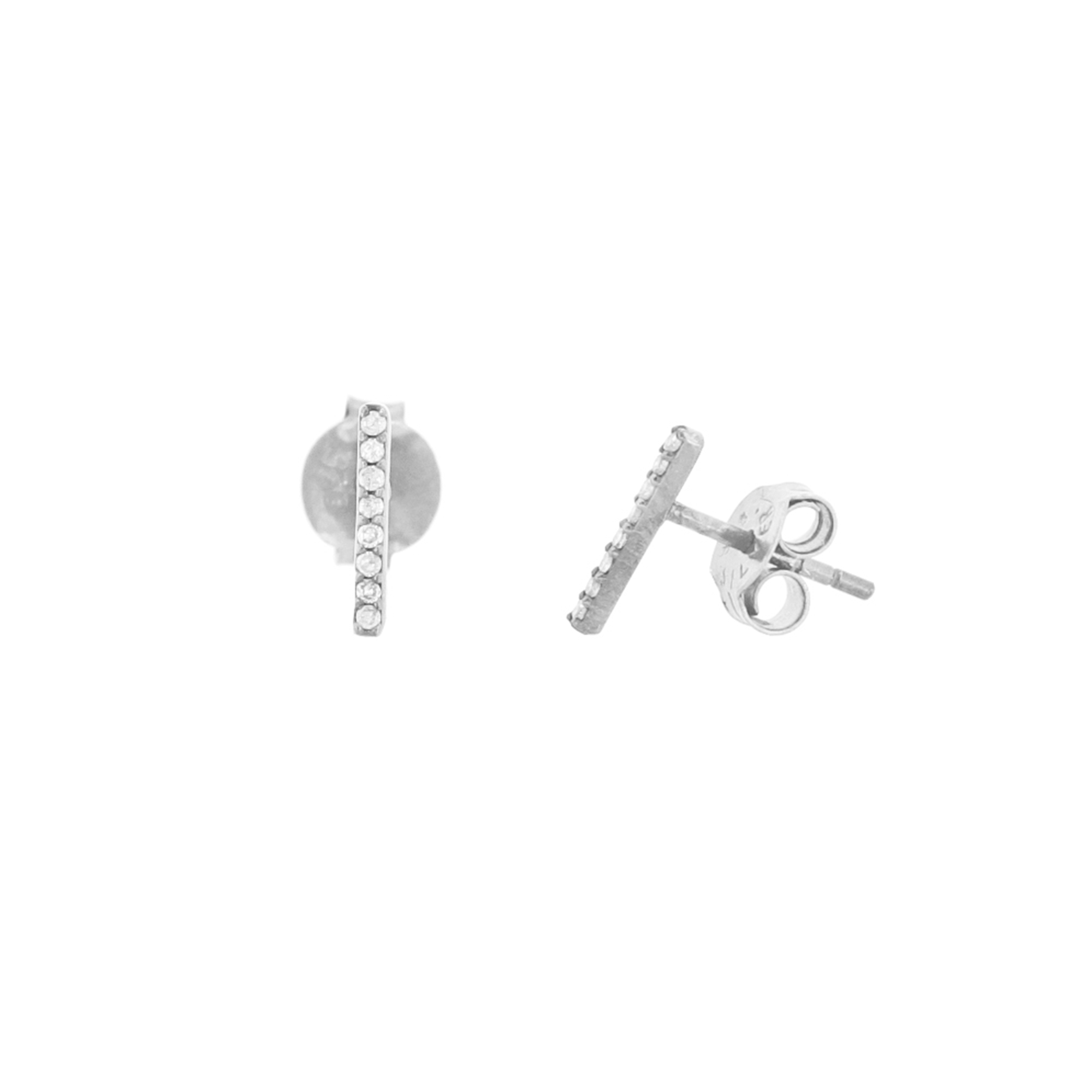Sterling Silver Diamond Minimilistic Bar Studs