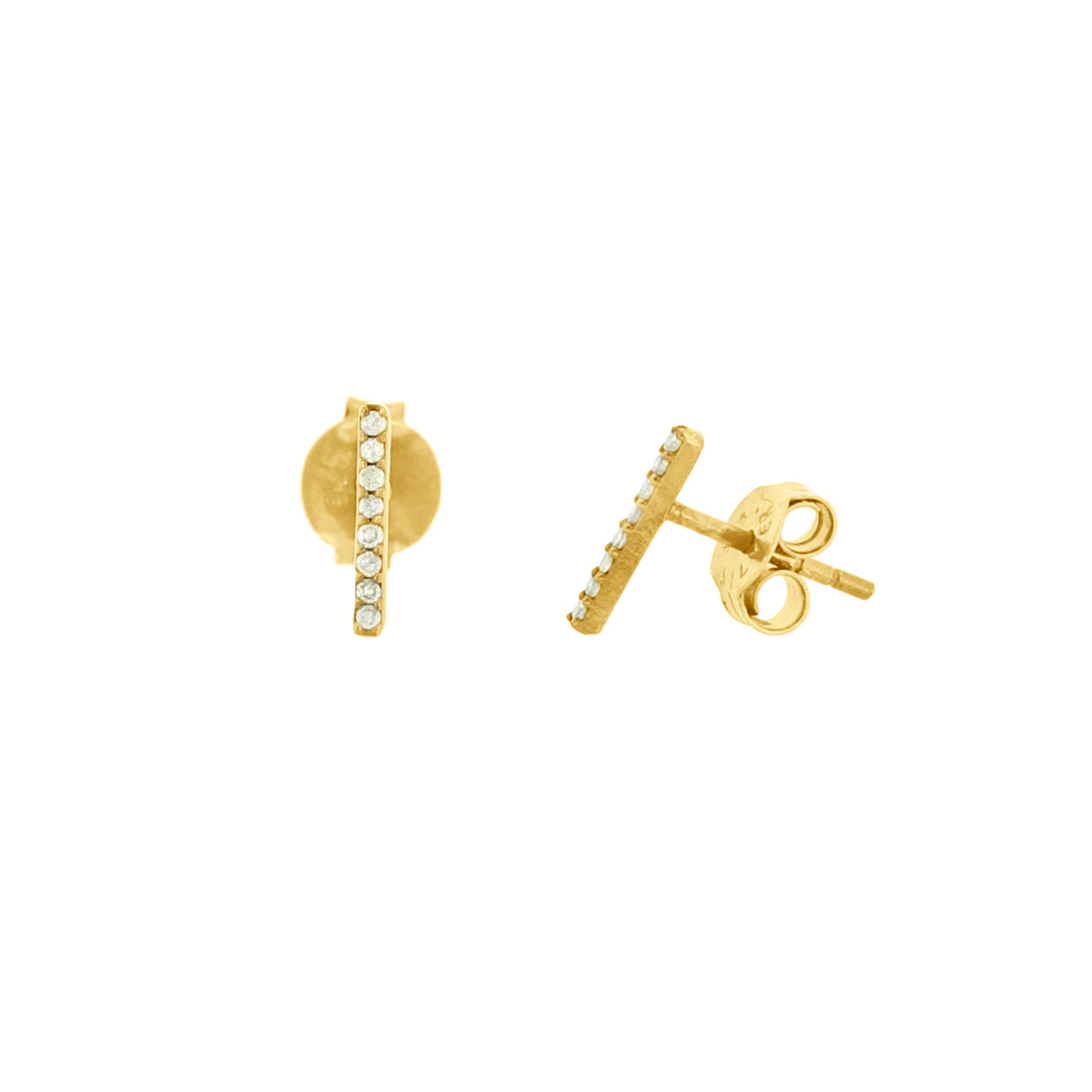 Yellow Gold Diamond Minimilistic Bar Studs