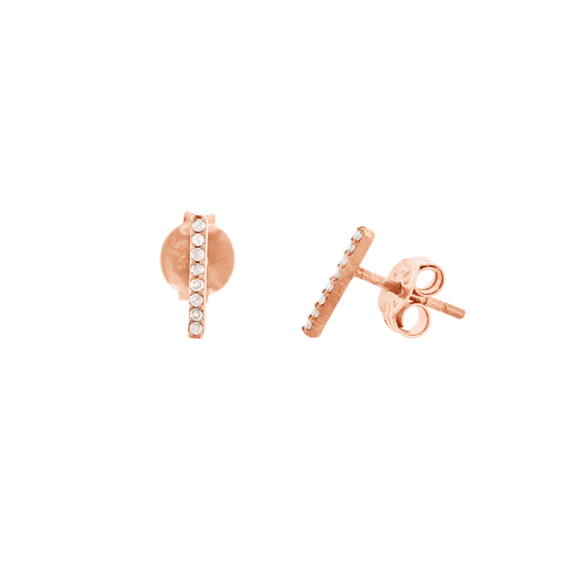 Rose Gold Diamond Minimilistic Bar Studs