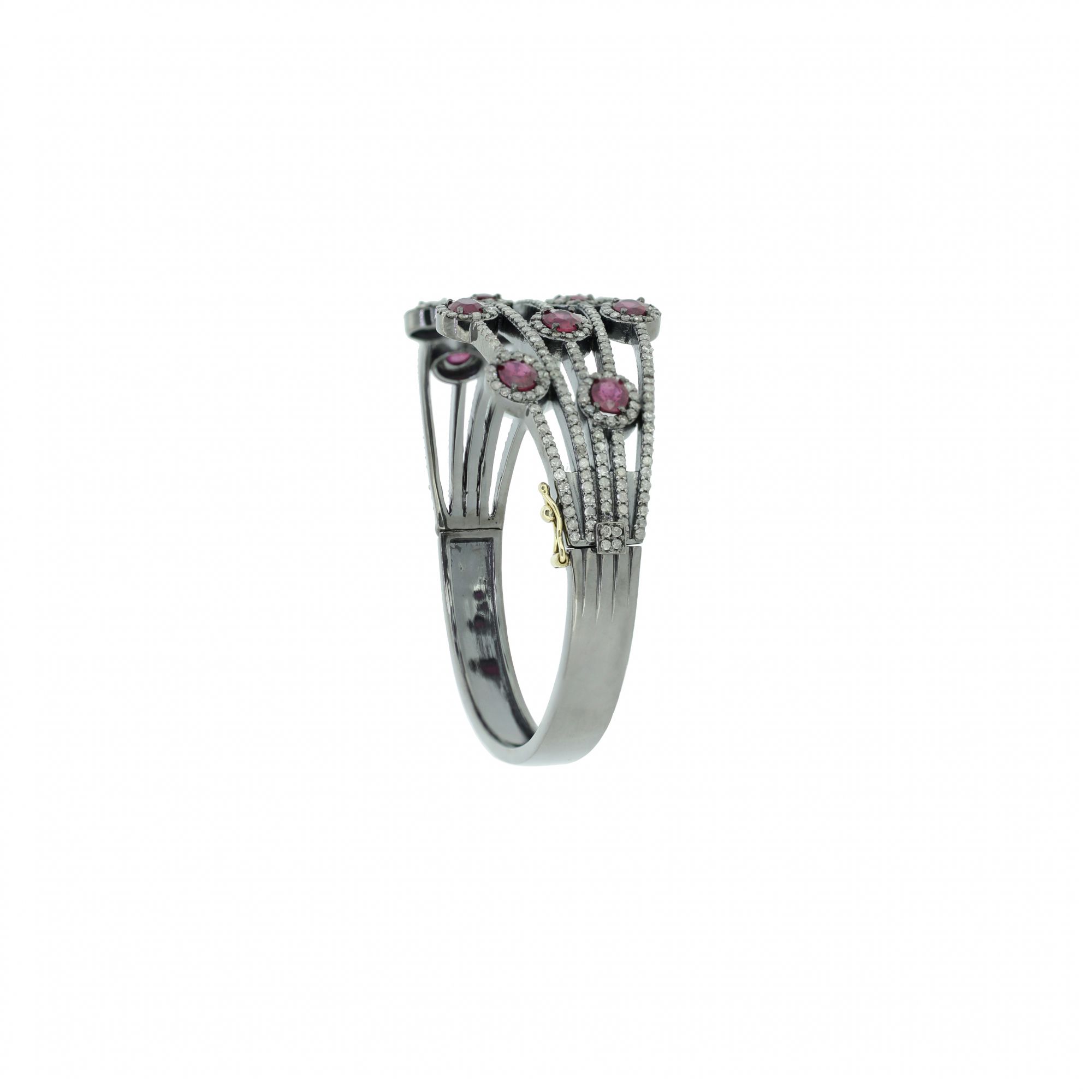Sterling Silver Diamond Ruby Openable Bangle