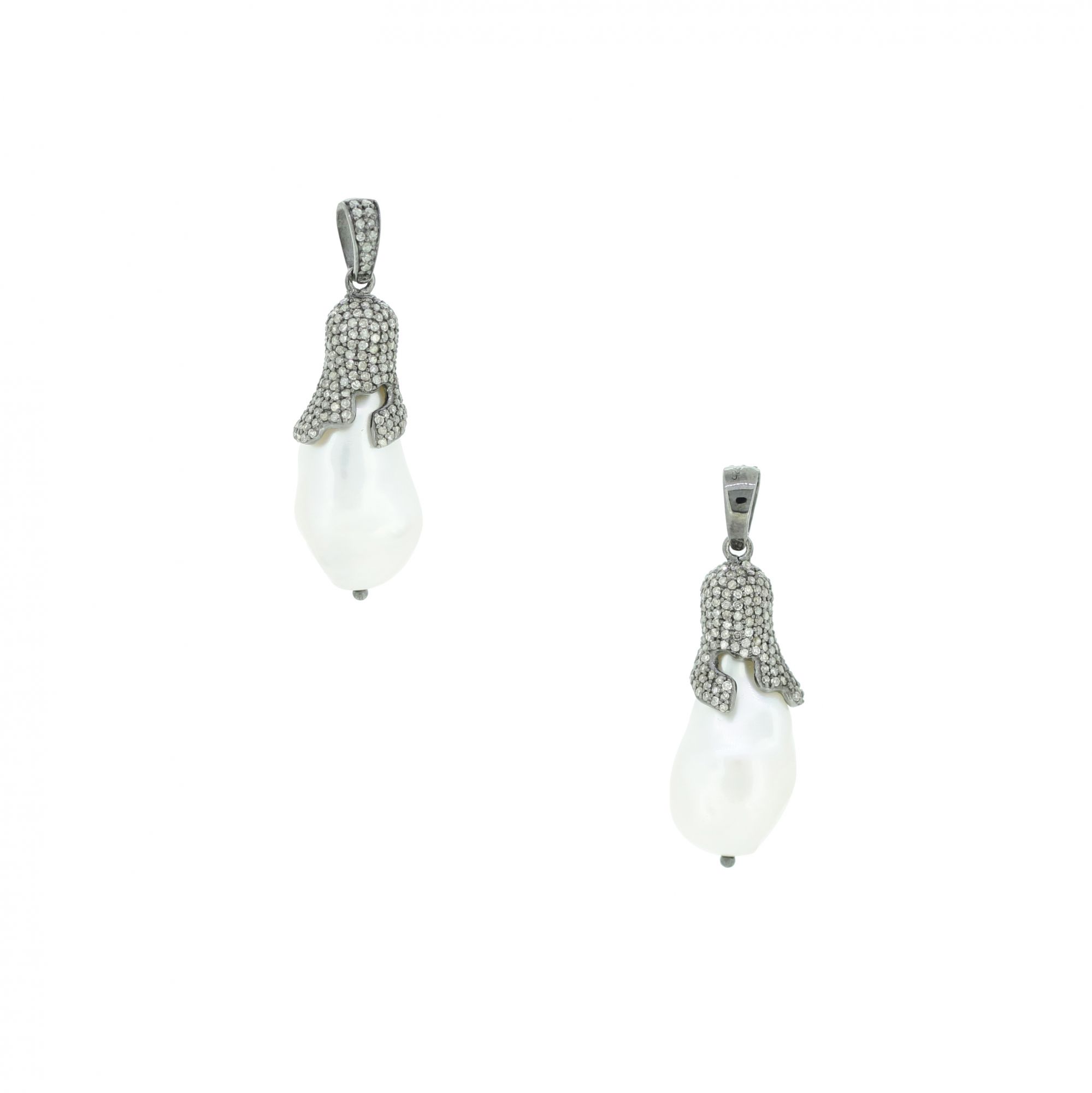 Sterling Silver Classic Pearl Diamond Pendant