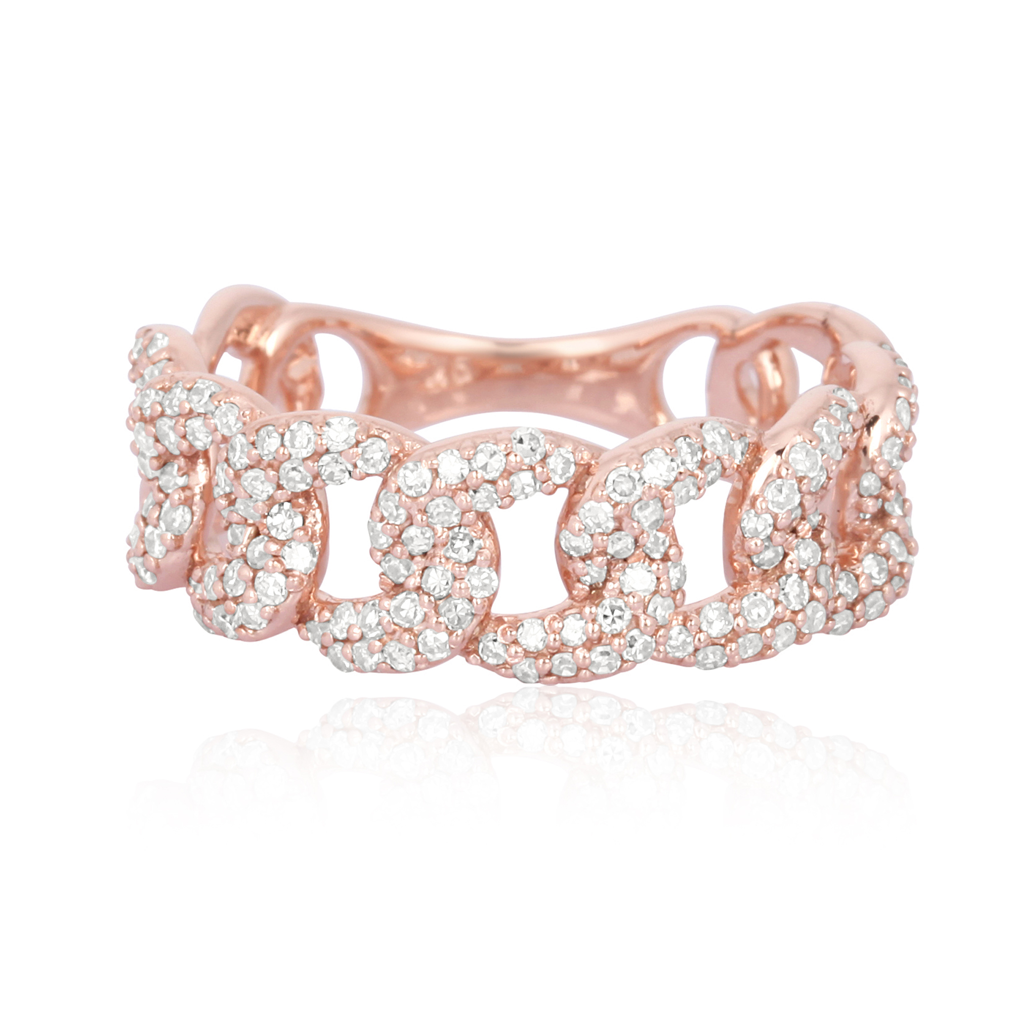 Sterling Silver Link Diamond Ring