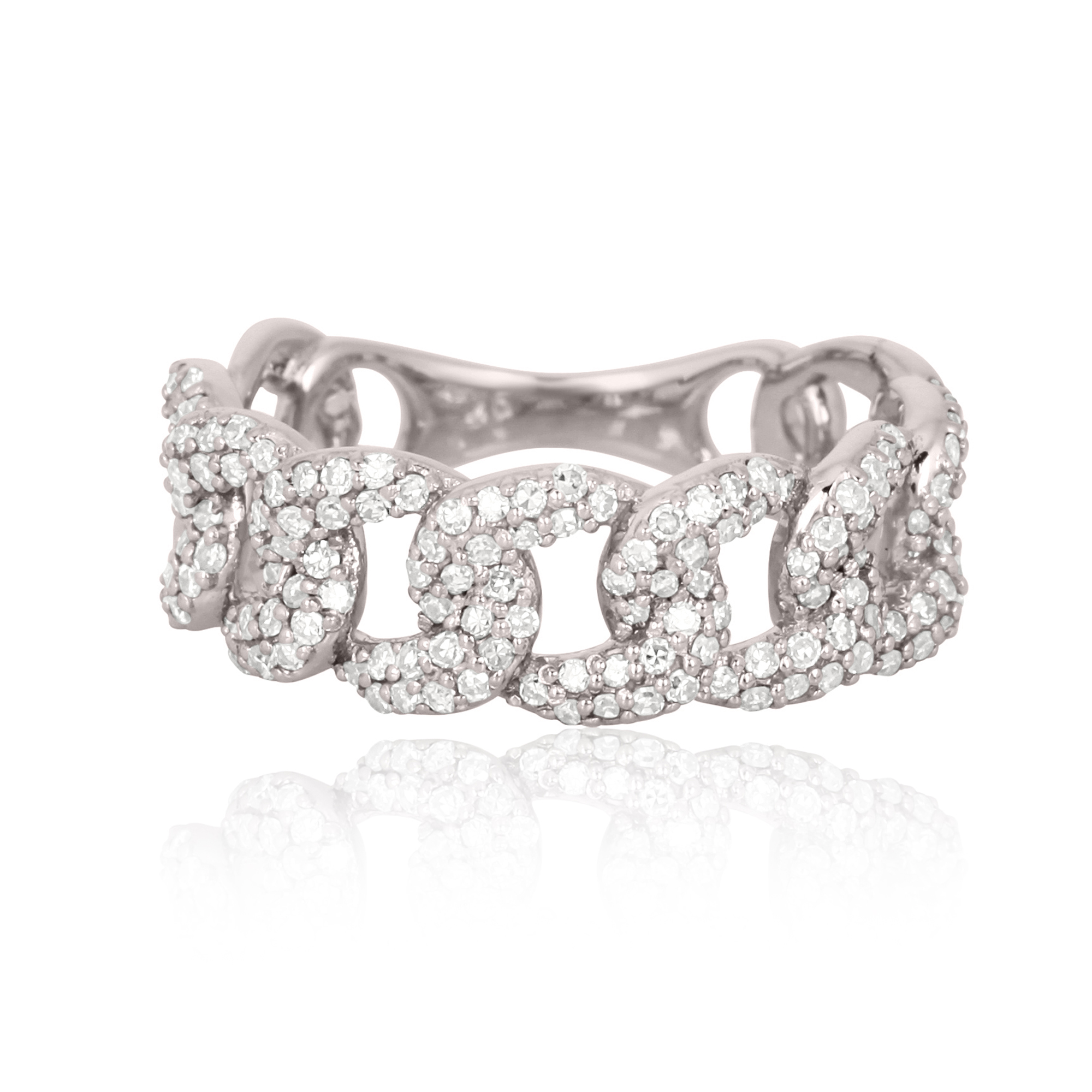 Sterling Silver Link Diamond Ring