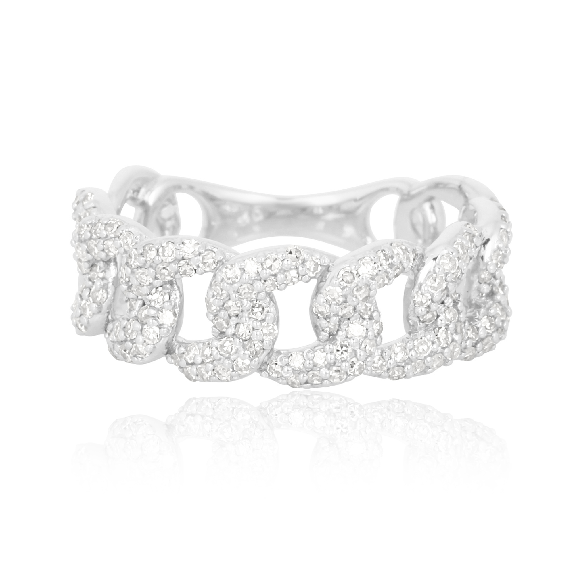Sterling Silver Link Diamond Ring