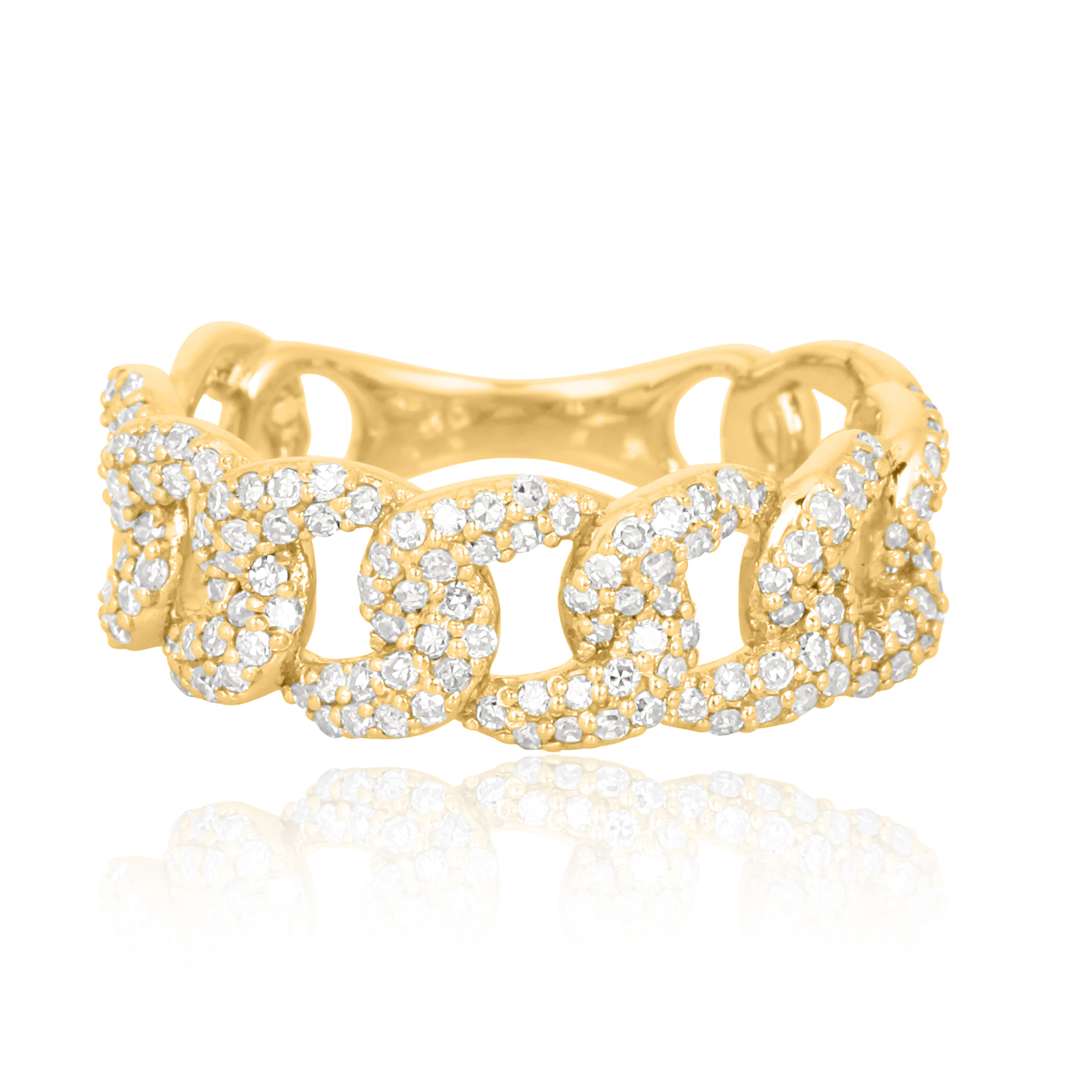 Sterling Silver Link Diamond Ring