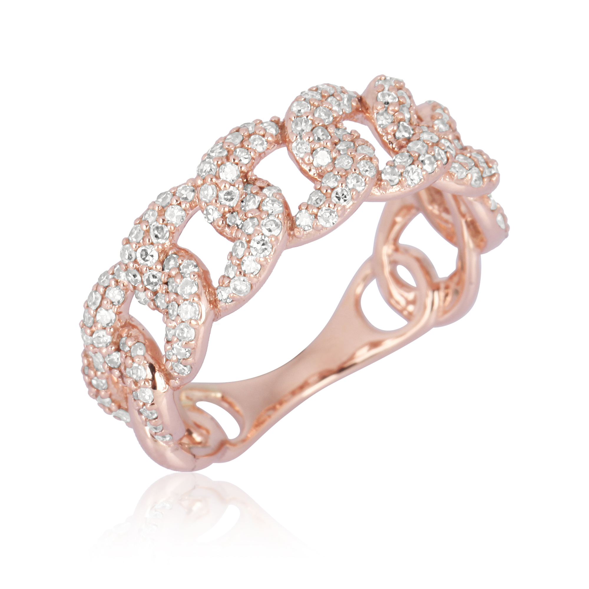 Sterling Silver Link Diamond Ring