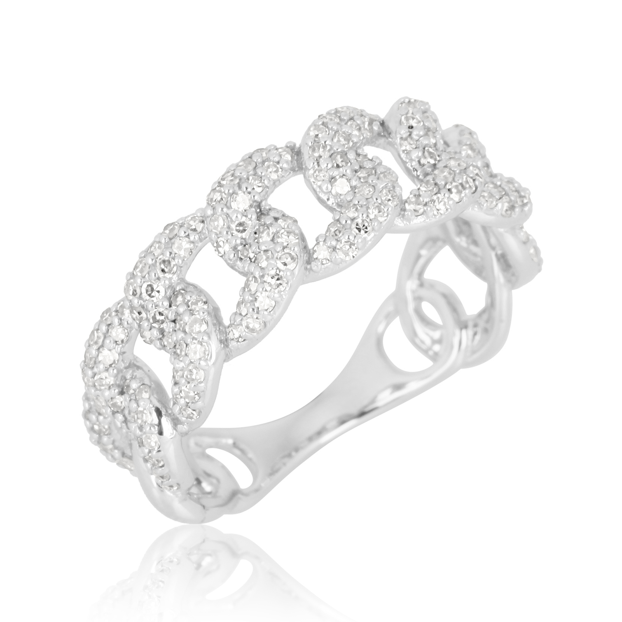 Sterling Silver Link Diamond Ring