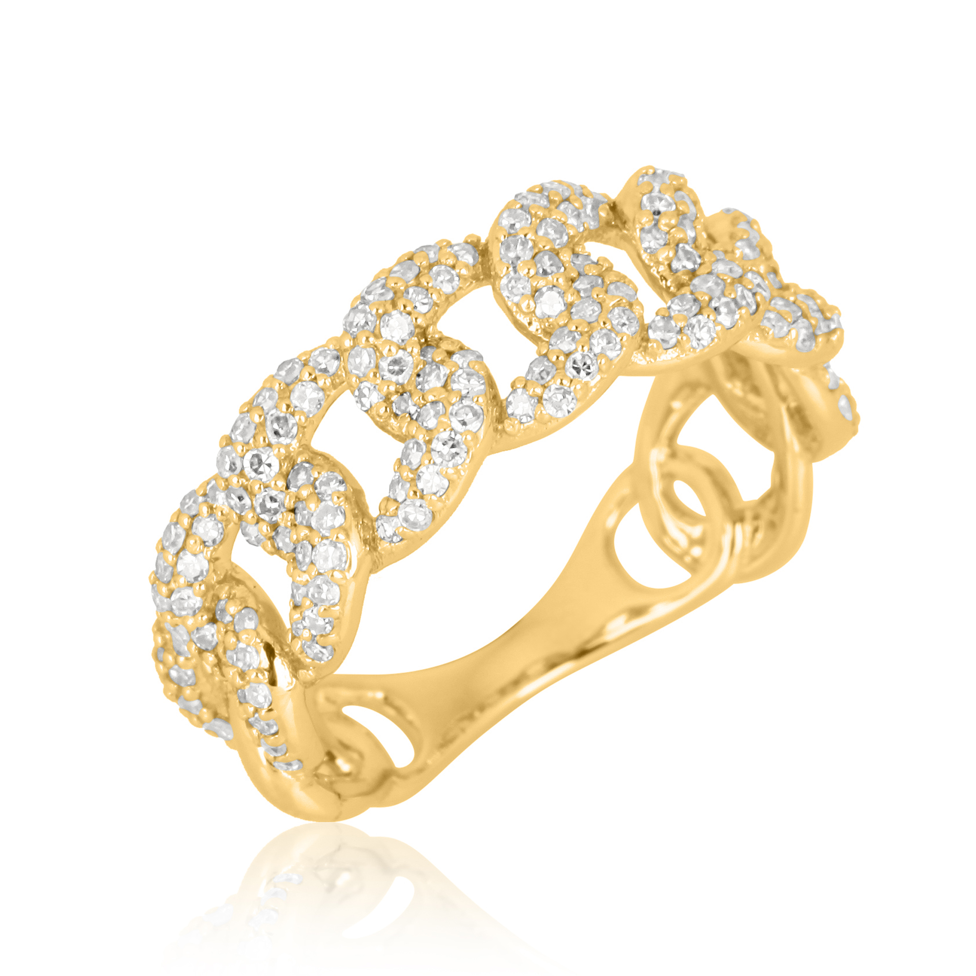Sterling Silver Link Diamond Ring